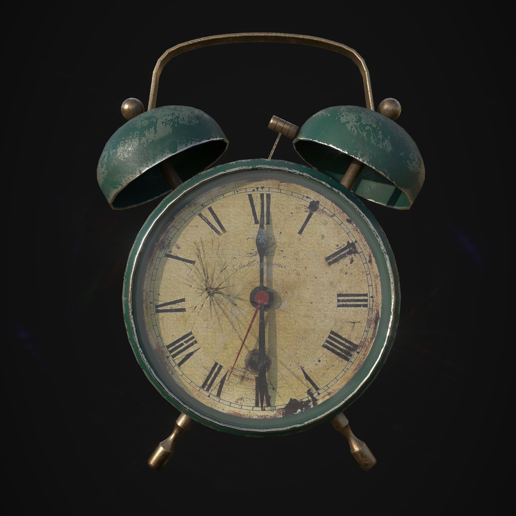 Alarm Clock - Vintage Low-poly 3D model_2