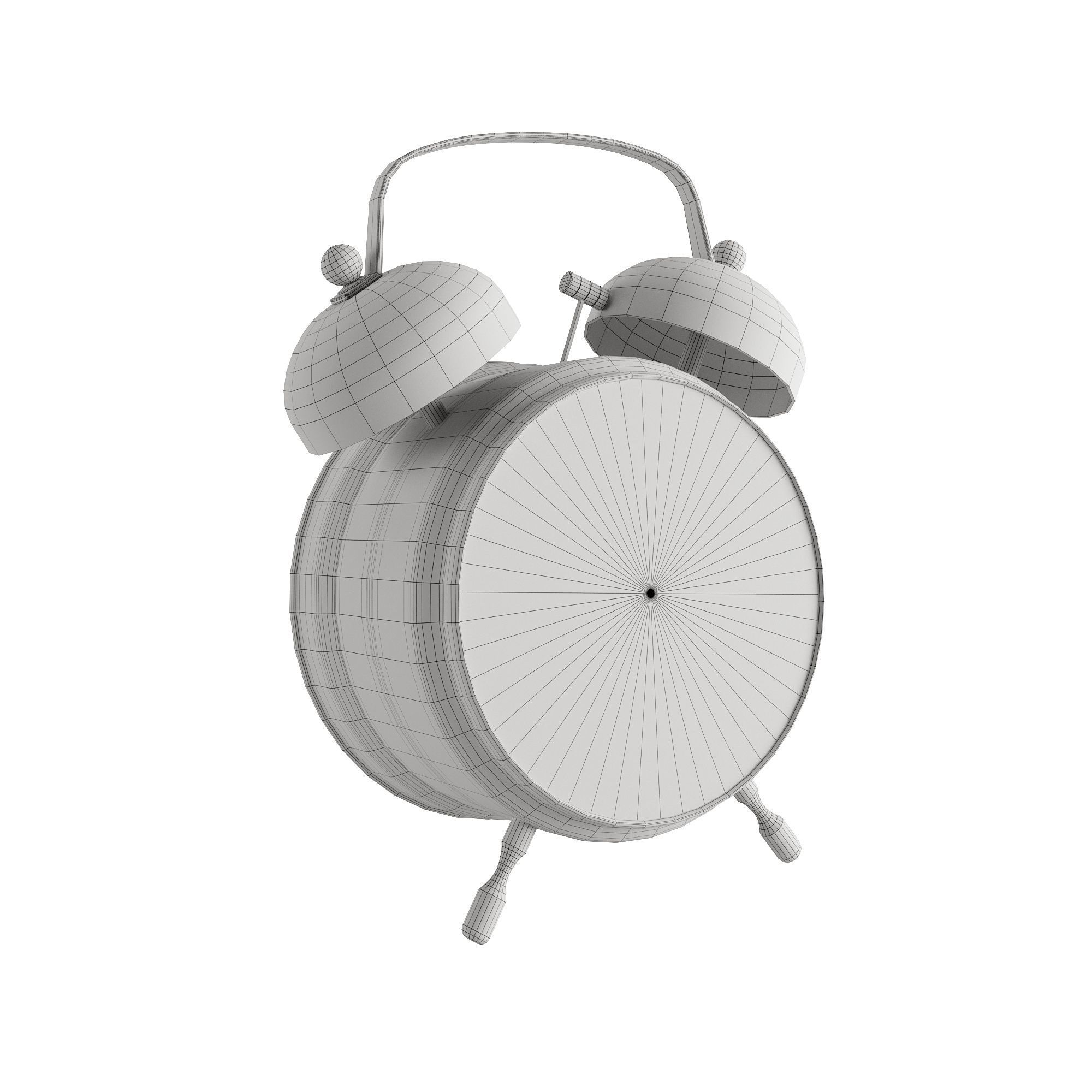 Alarm Clock - Vintage Low-poly 3D model_6