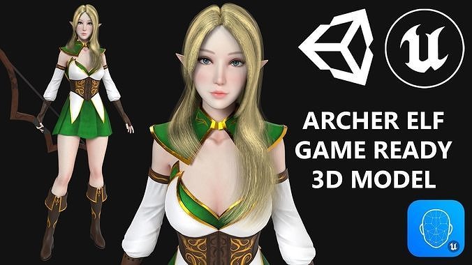 Archer Elf Low-poly 3D model