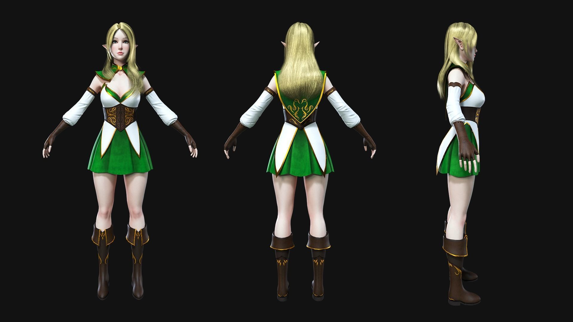 Archer Elf Low-poly 3D model_4
