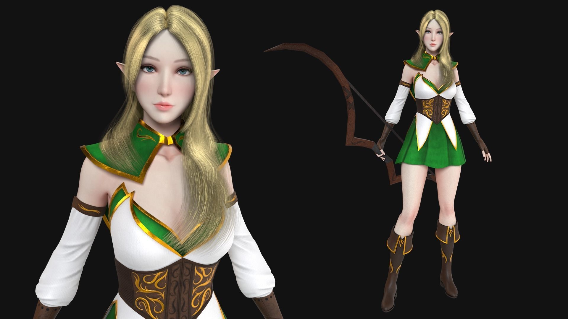 Archer Elf Low-poly 3D model_2