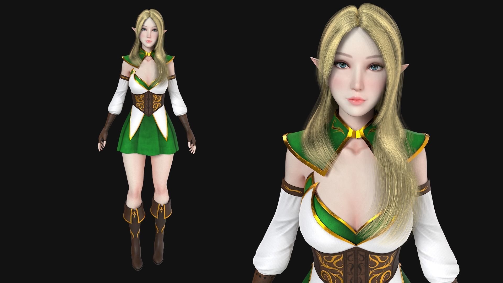 Archer Elf Low-poly 3D model_3