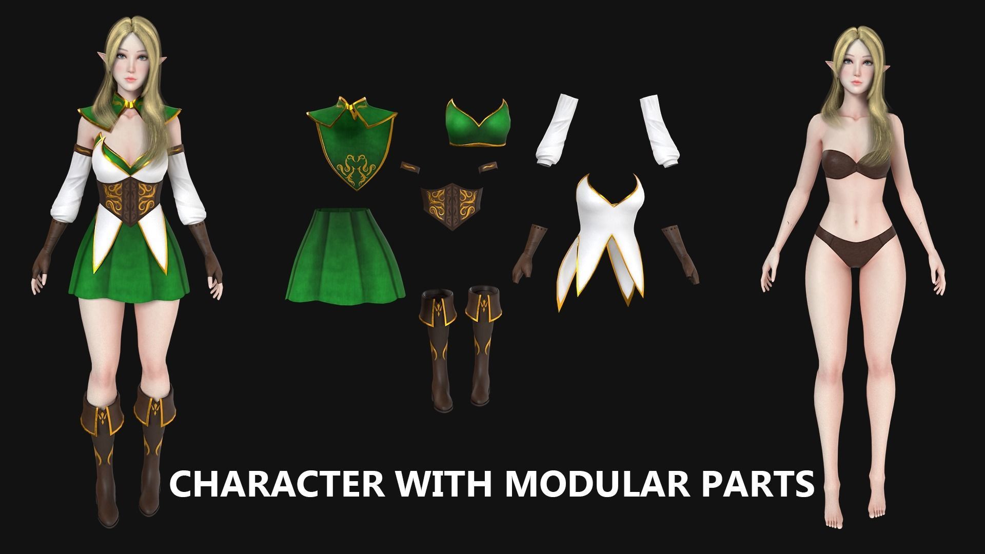 Archer Elf Low-poly 3D model_8