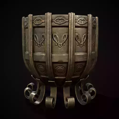 Bronze Decorative Cauldron  Low-poly 3D model