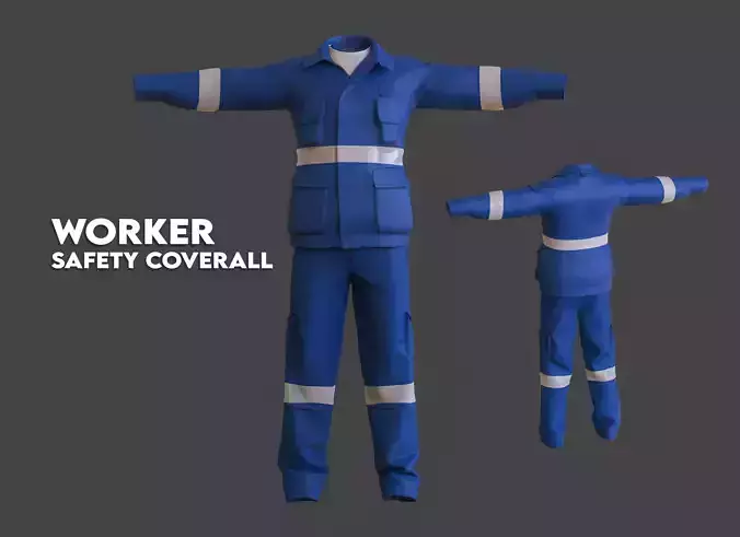 Worker Coverall Low-poly 3D model