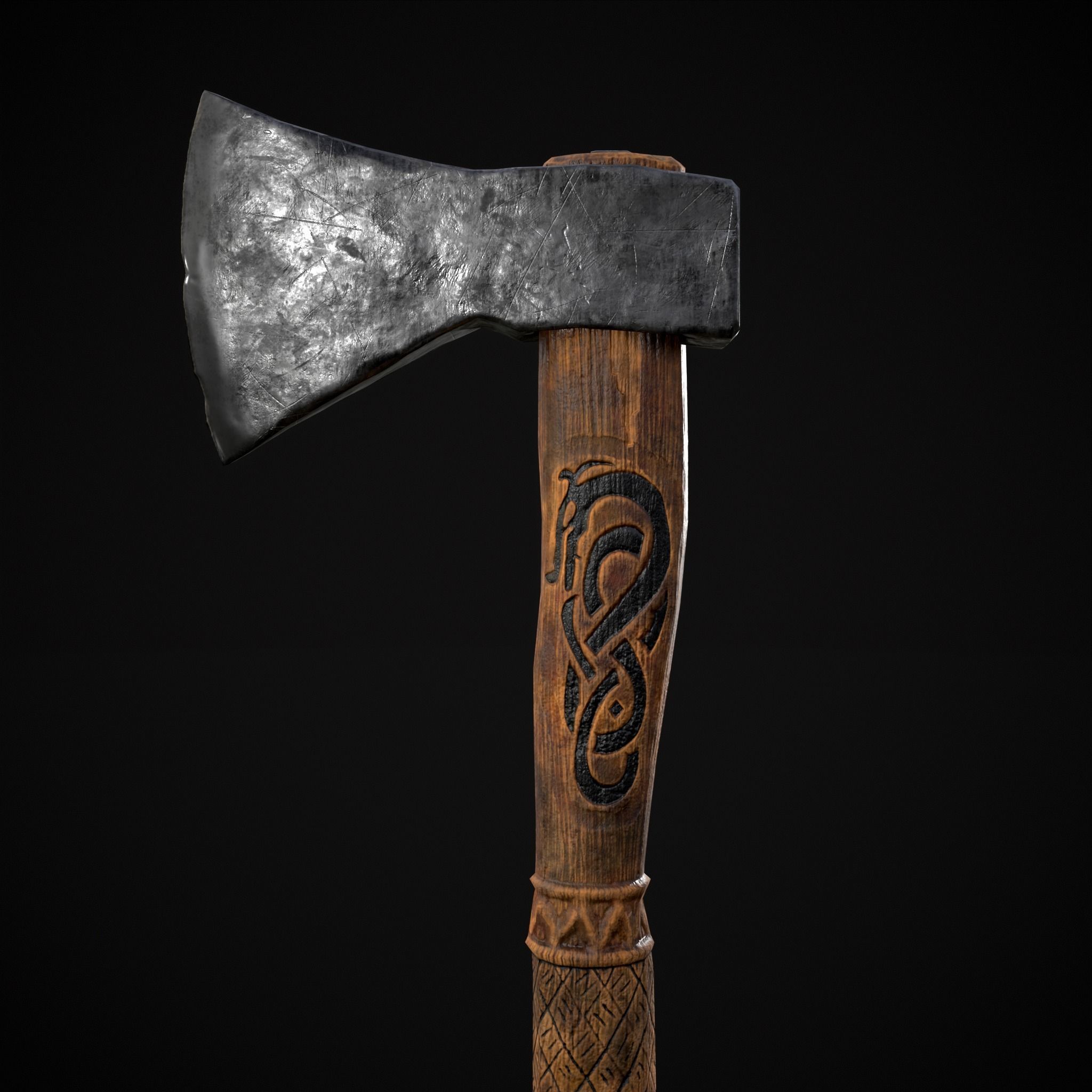 Viking Felling Hatchet Low-poly 3D model_5