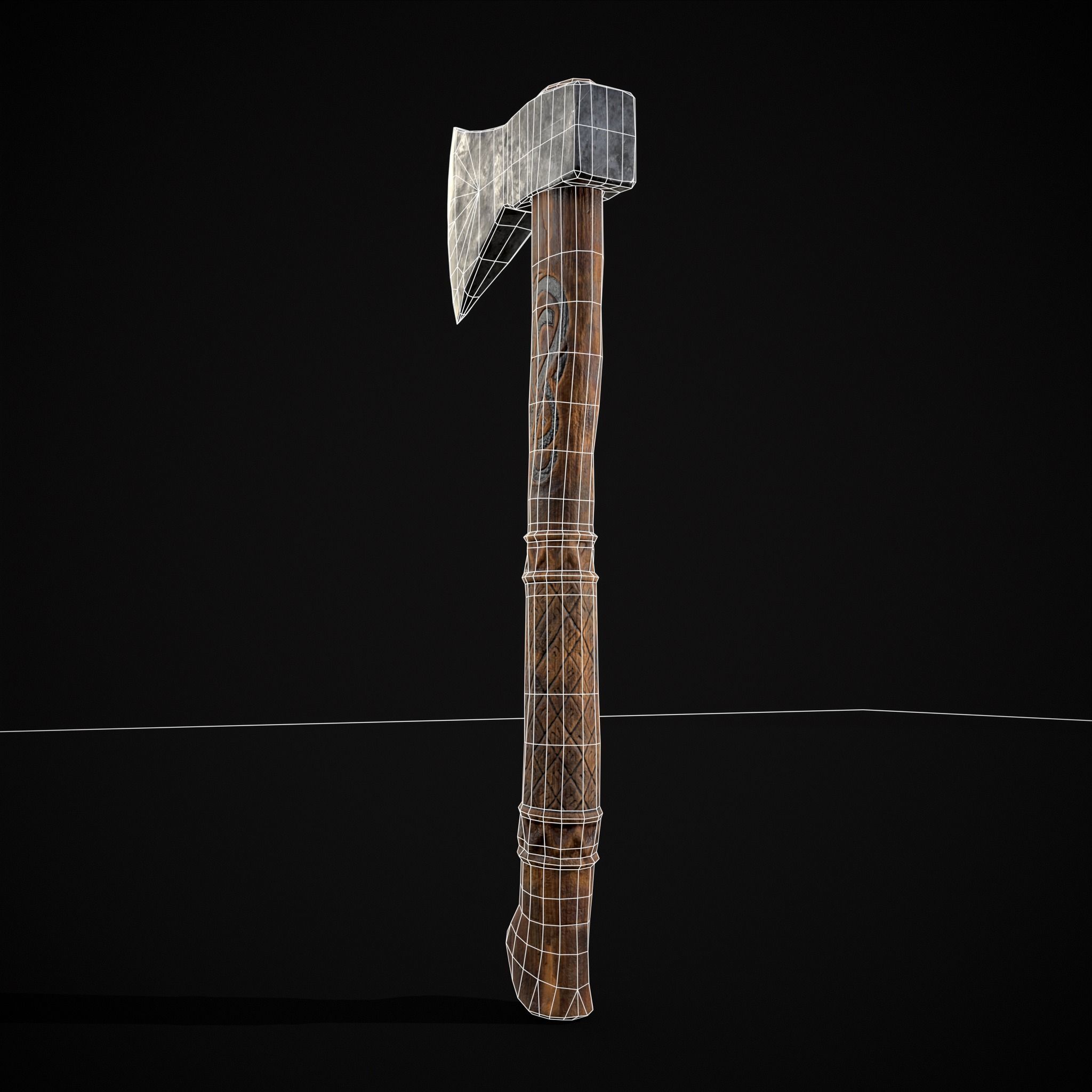 Viking Felling Hatchet Low-poly 3D model_16