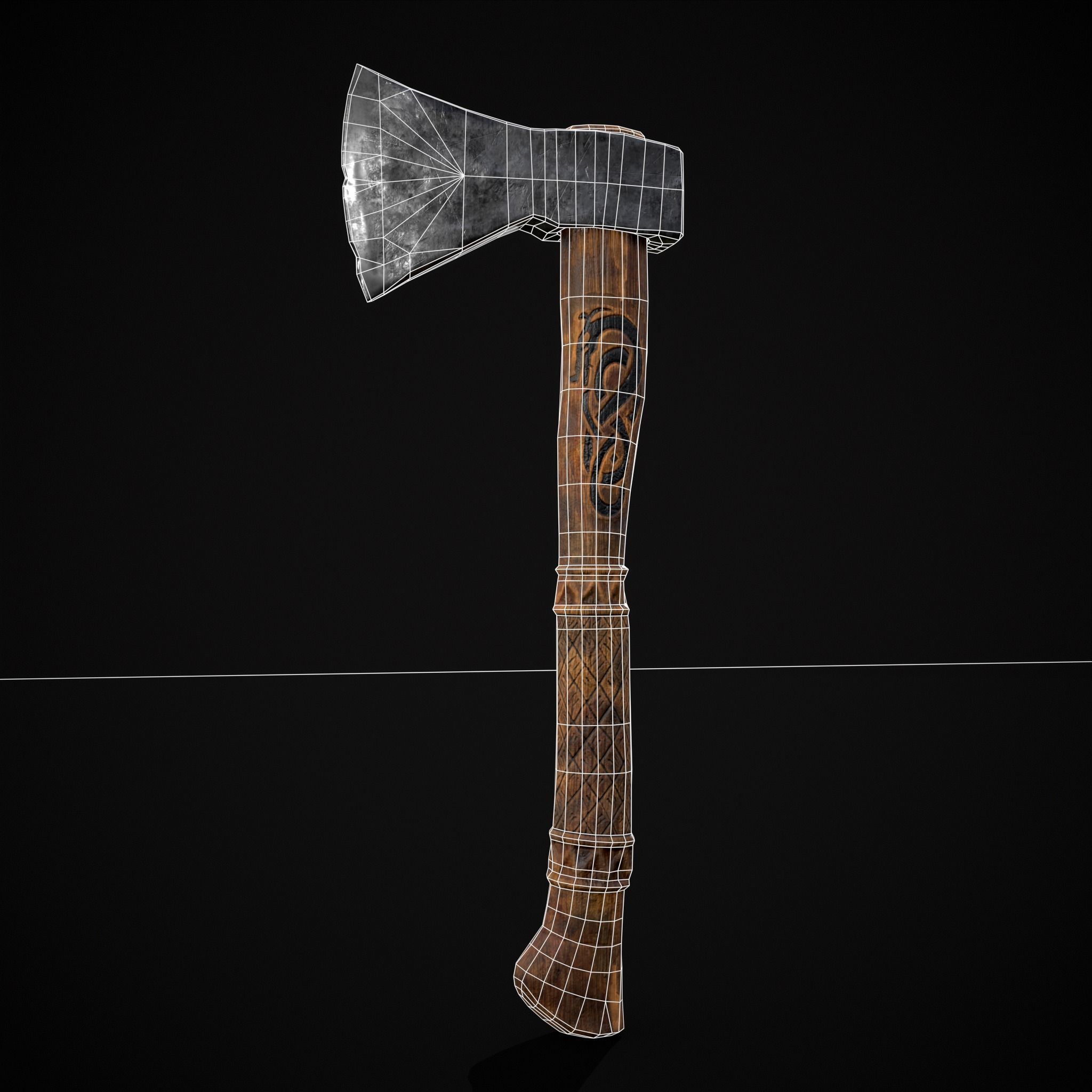 Viking Felling Hatchet Low-poly 3D model_2