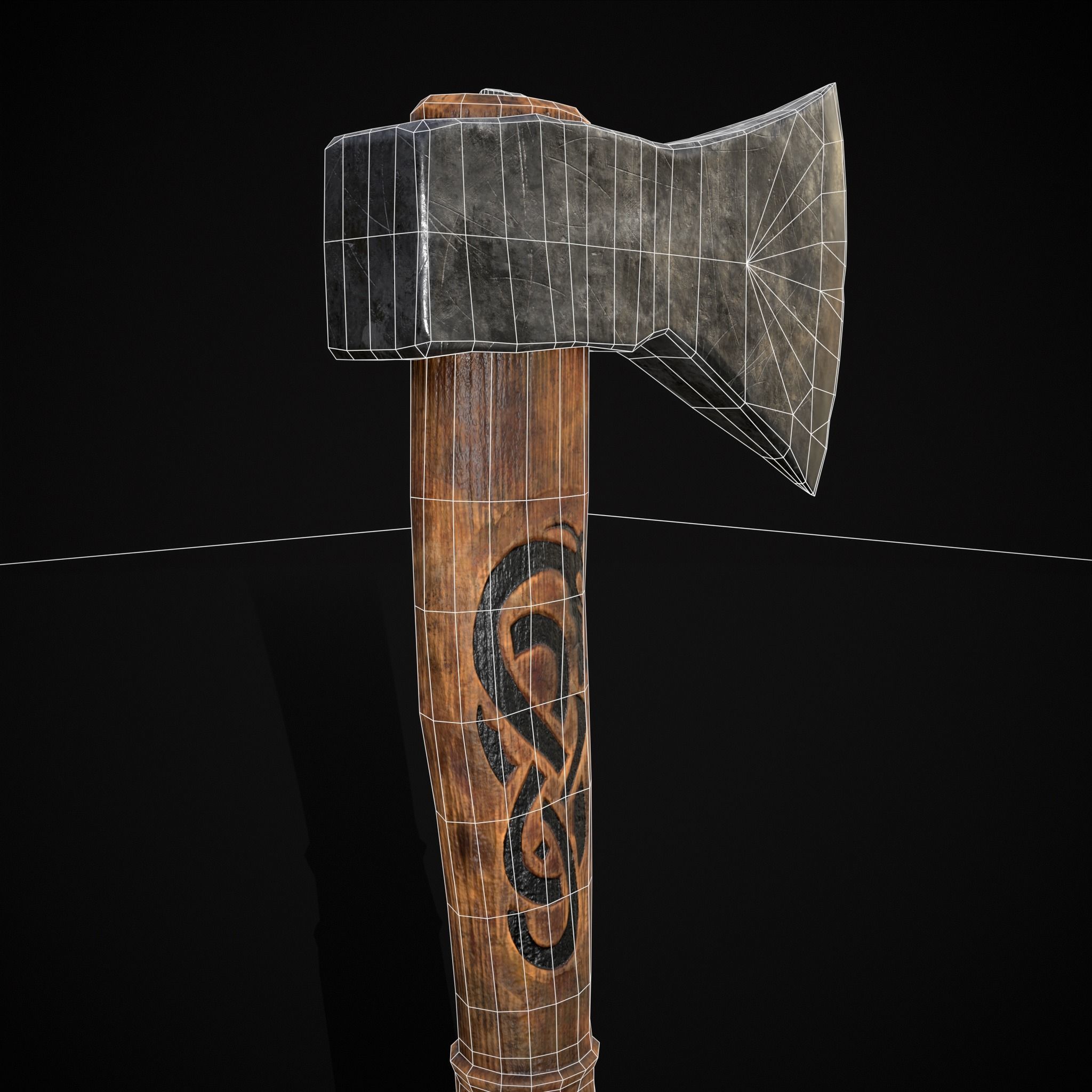 Viking Felling Hatchet Low-poly 3D model_10
