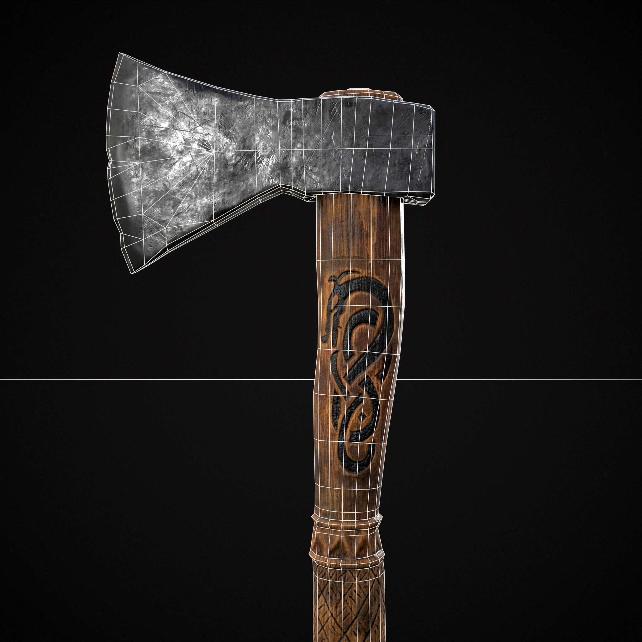 Viking Felling Hatchet Low-poly 3D model_6