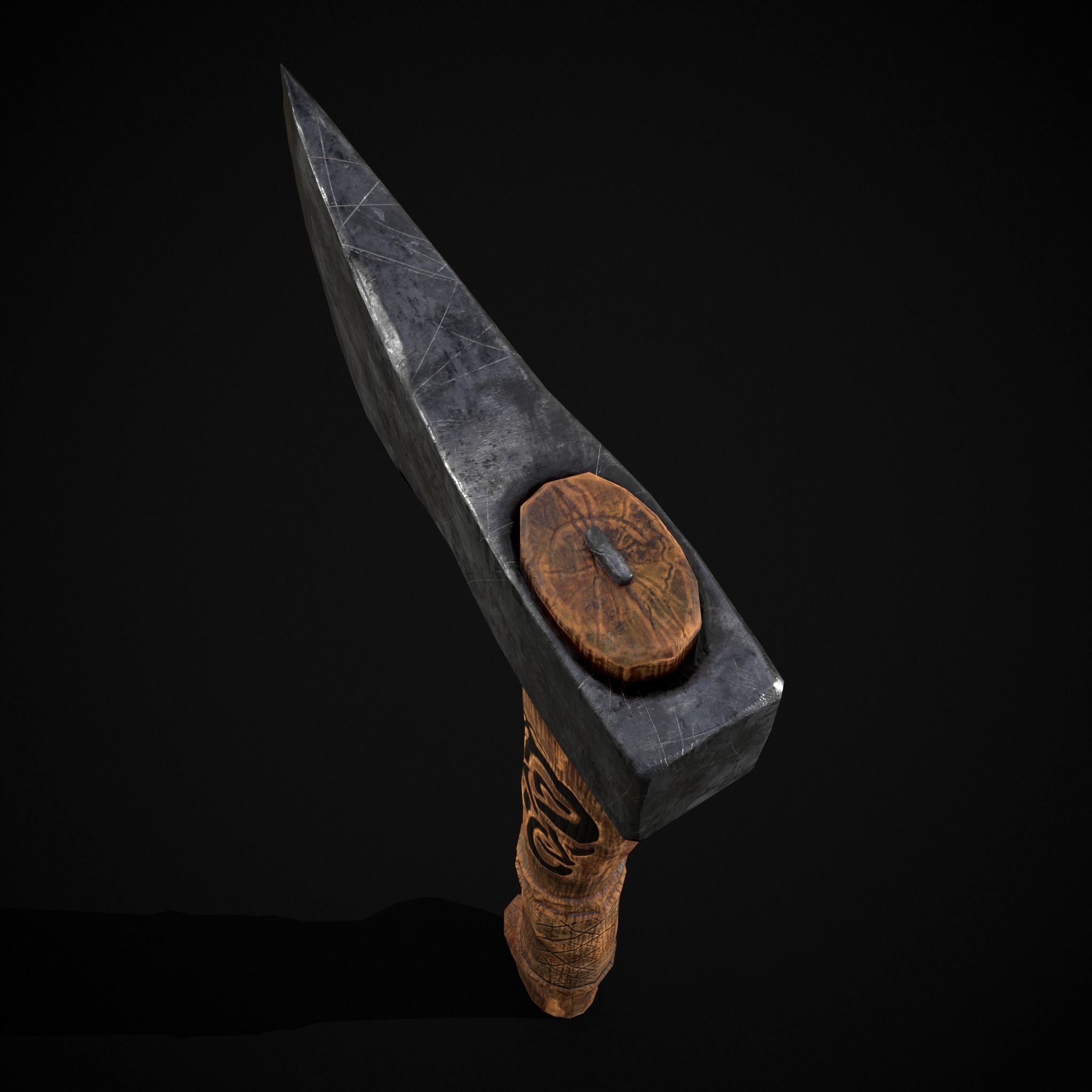 Viking Felling Hatchet Low-poly 3D model_11