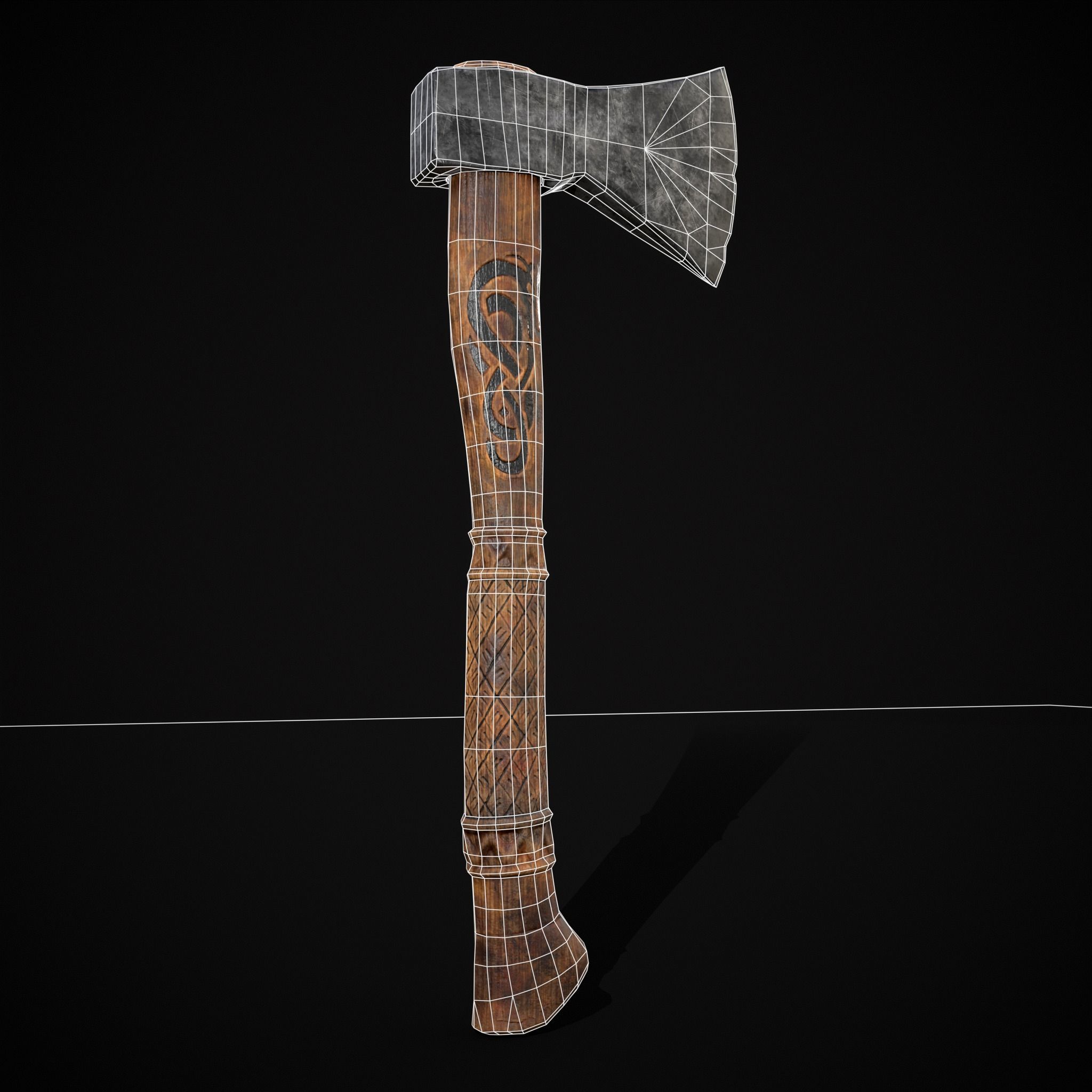 Viking Felling Hatchet Low-poly 3D model_14