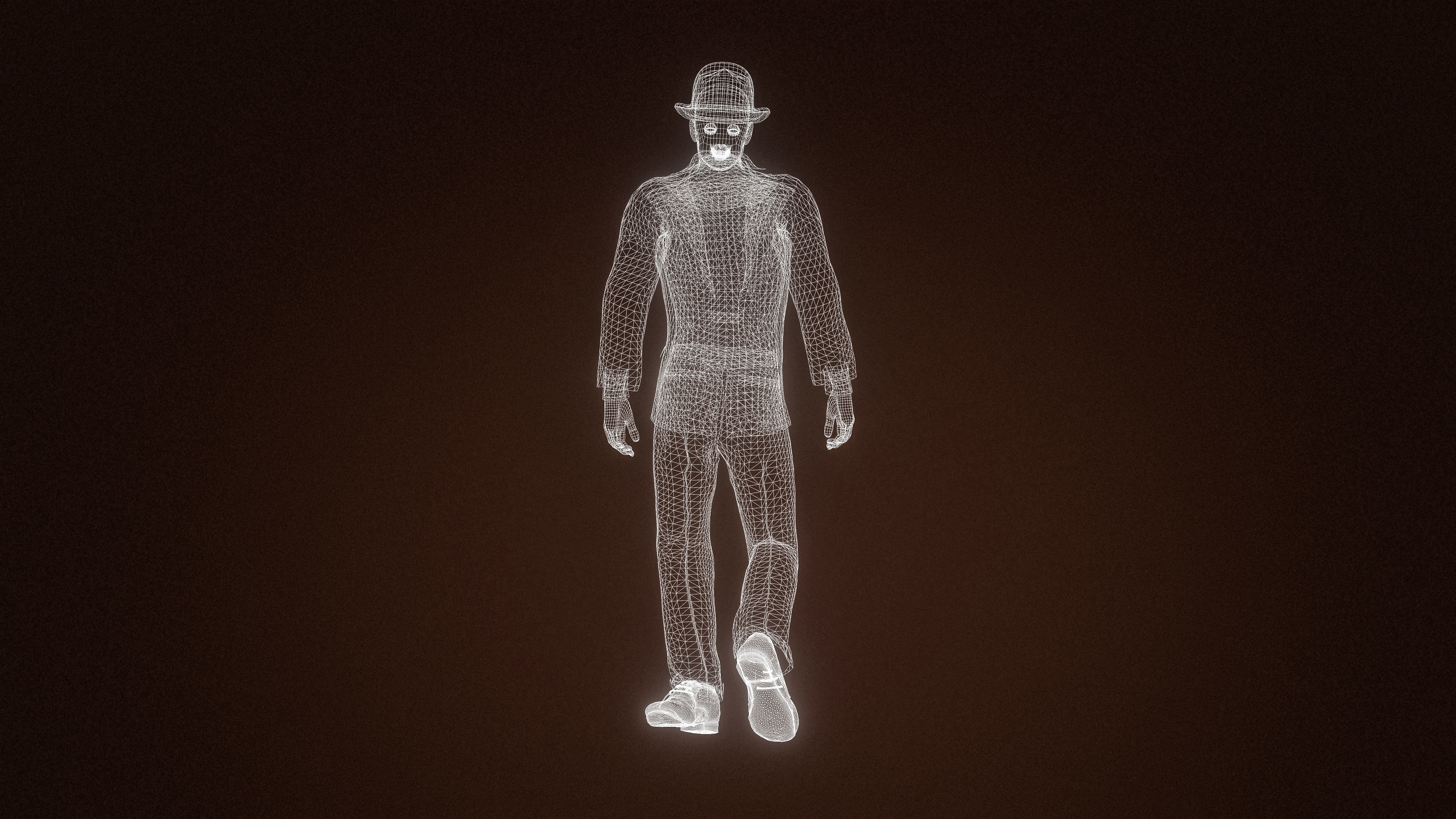 High Quality Man Old Fashion Suit Low-poly 3D model_15