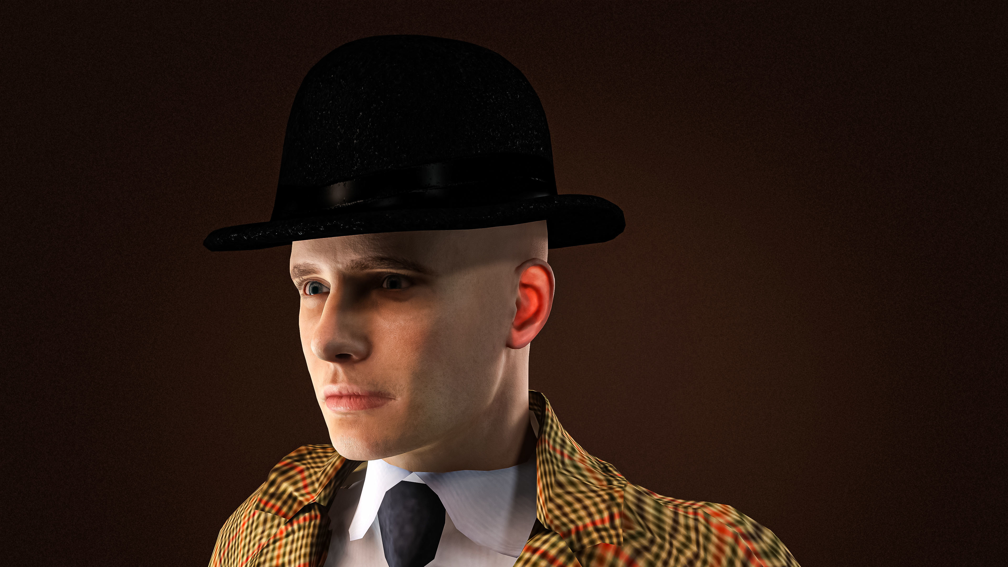 High Quality Man Old Fashion Suit Low-poly 3D model_7