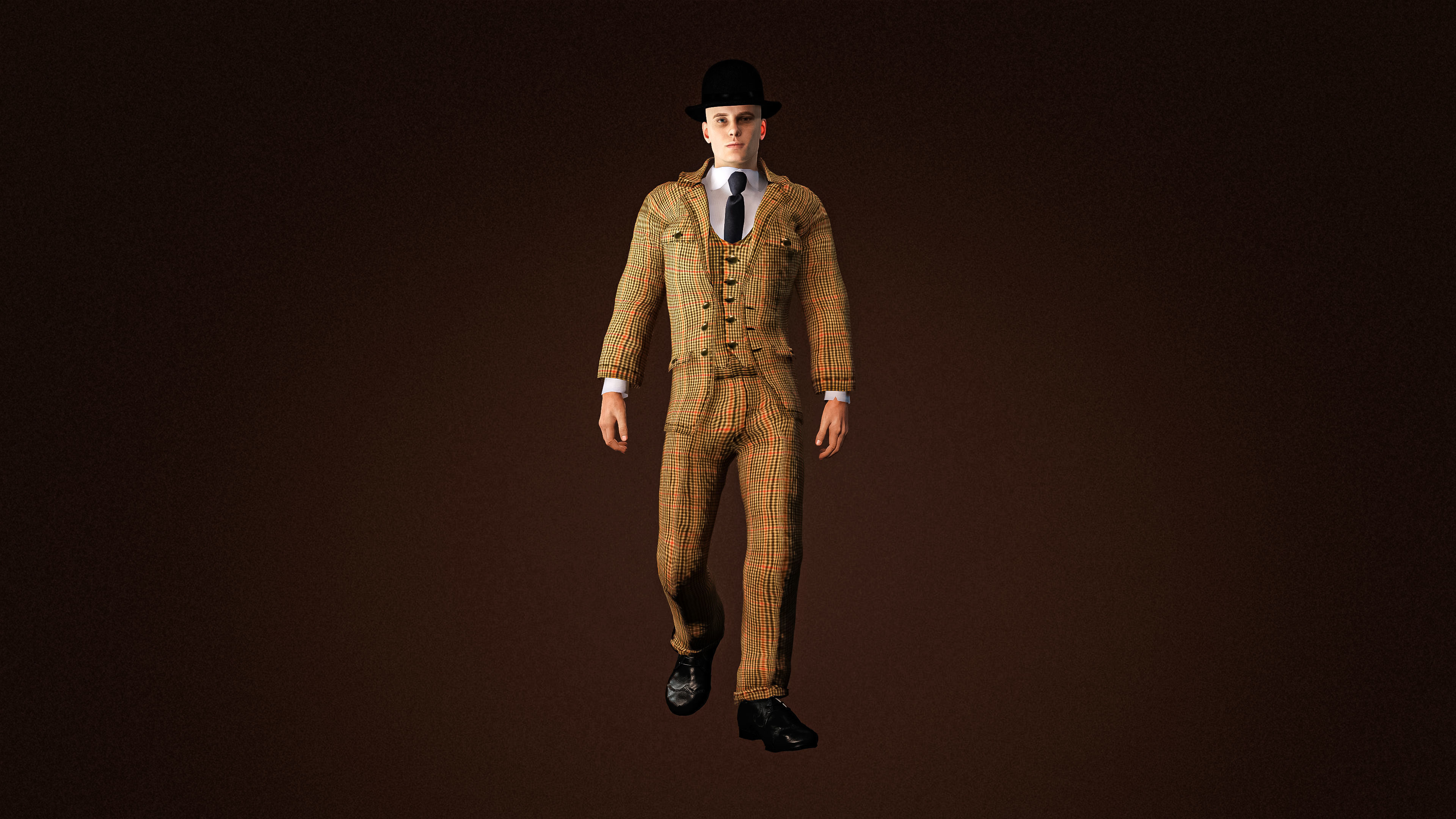 High Quality Man Old Fashion Suit Low-poly 3D model_2