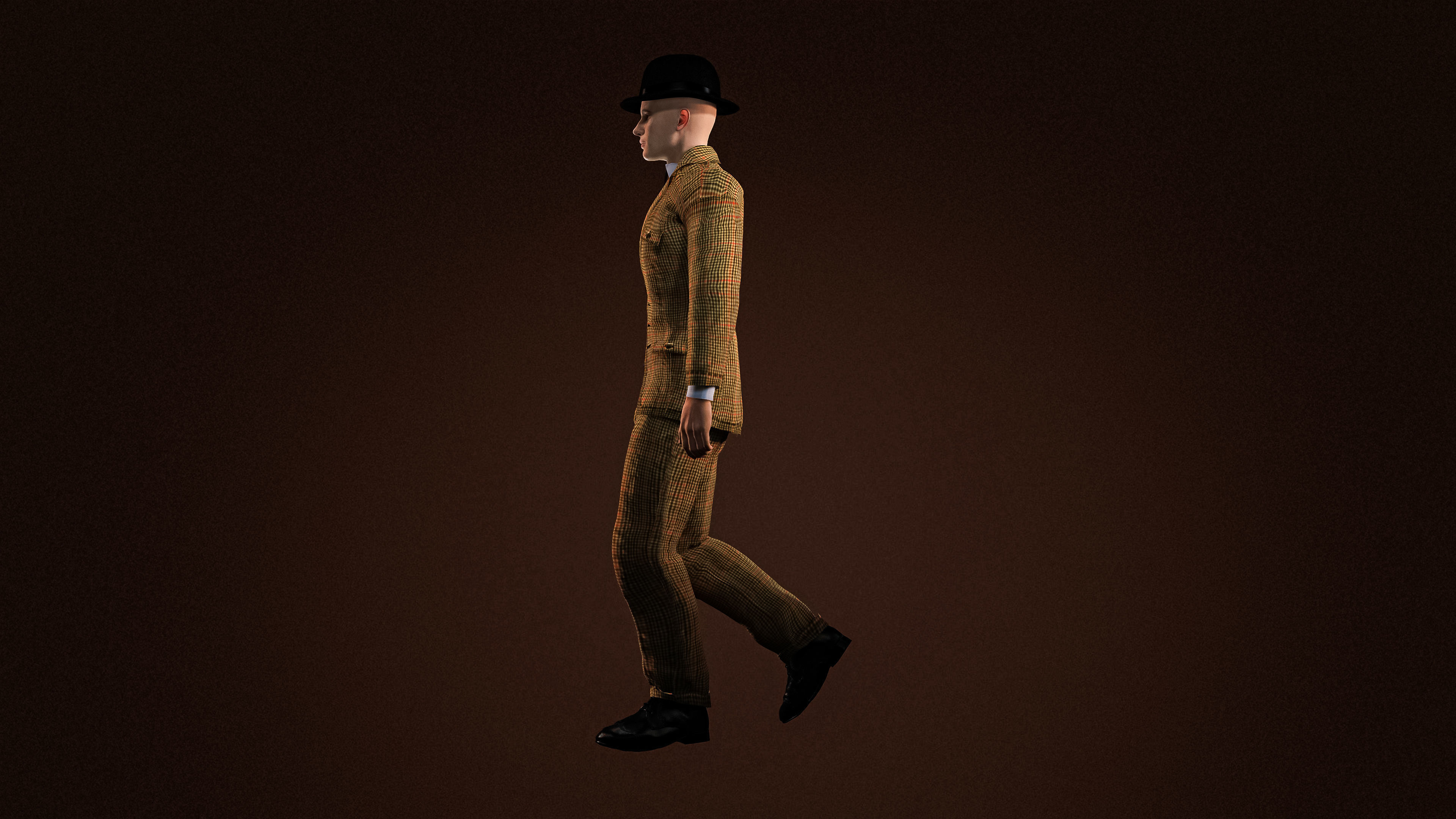 High Quality Man Old Fashion Suit Low-poly 3D model_3
