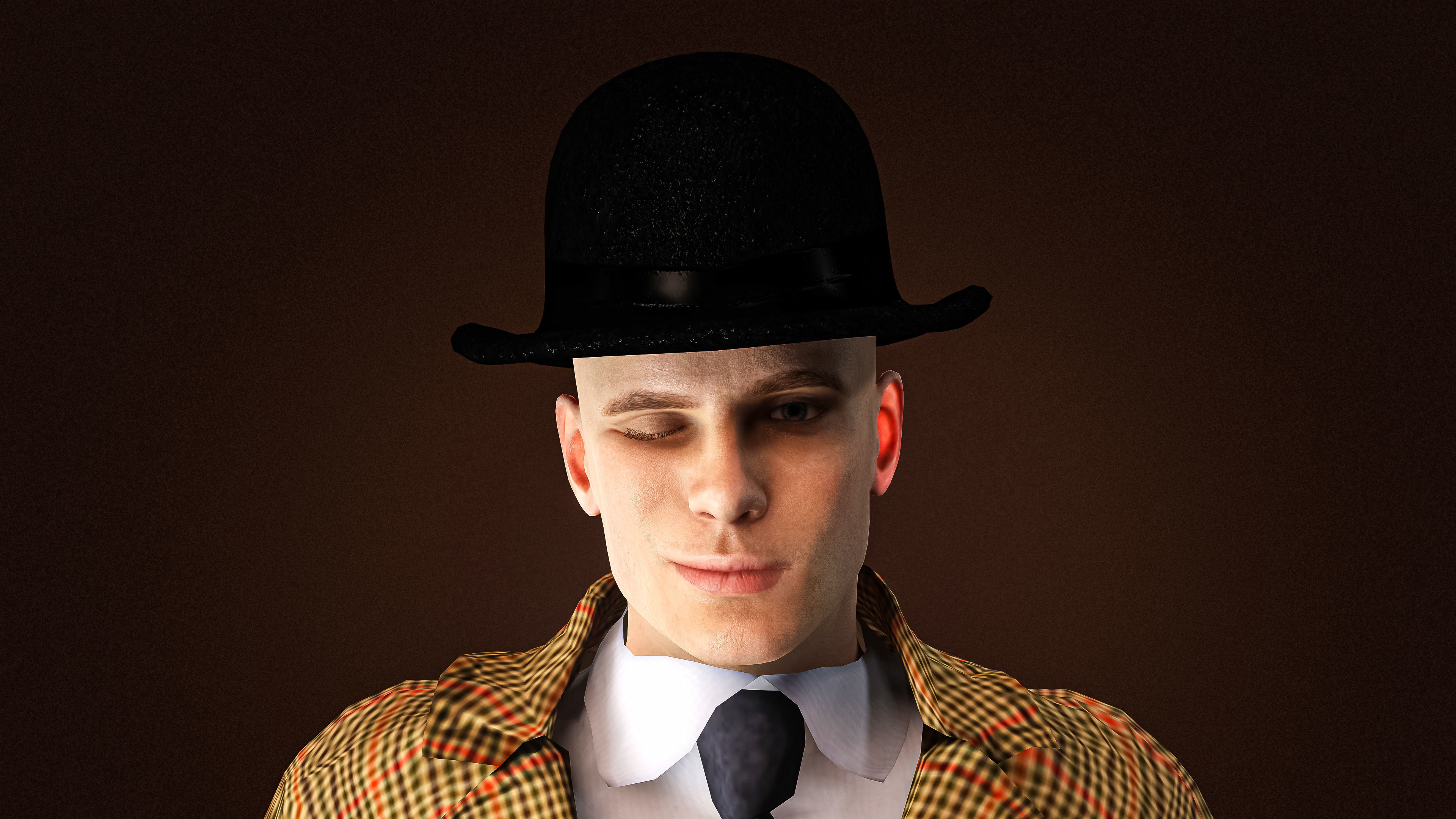 High Quality Man Old Fashion Suit Low-poly 3D model_10