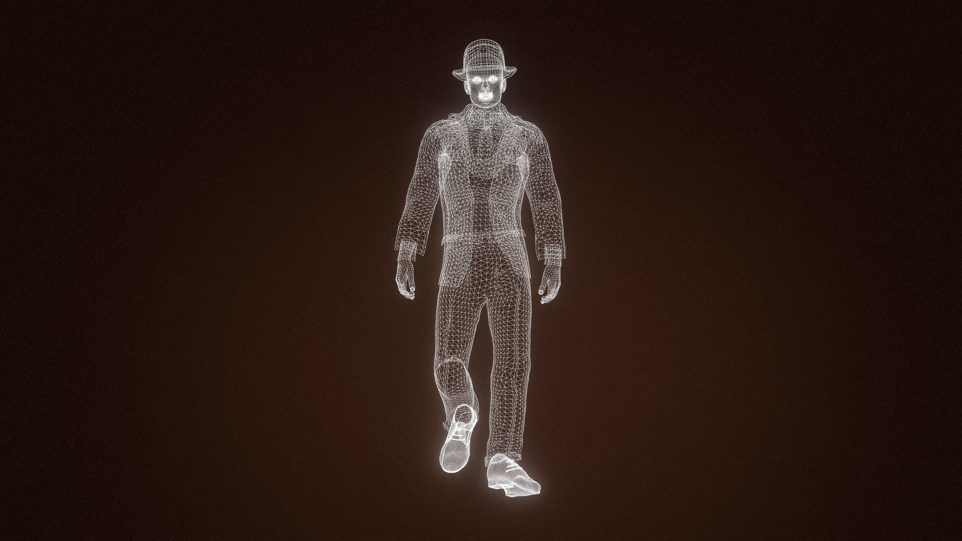 High Quality Man Old Fashion Suit Low-poly 3D model_13