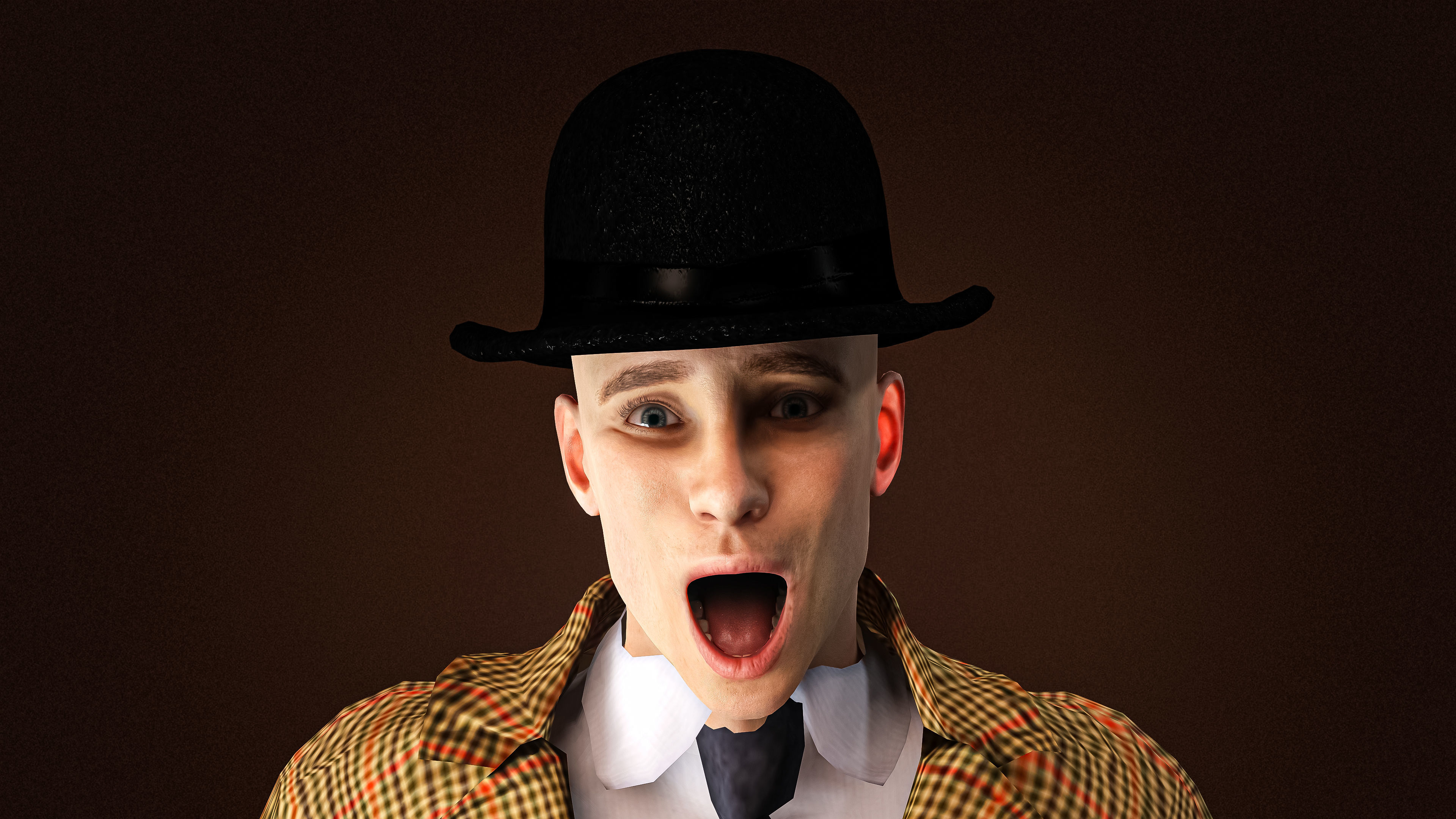 High Quality Man Old Fashion Suit Low-poly 3D model_9