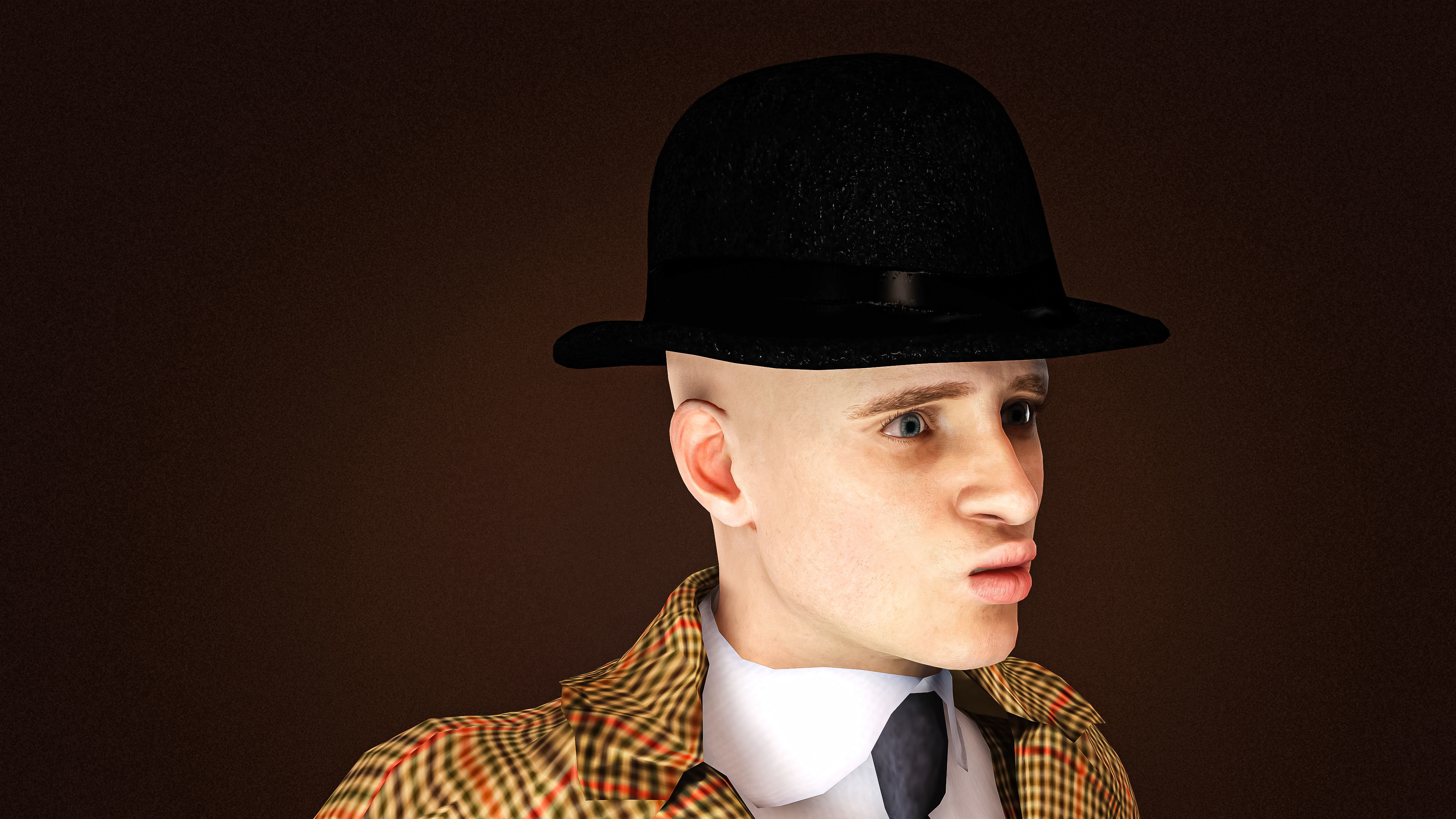 High Quality Man Old Fashion Suit Low-poly 3D model_8