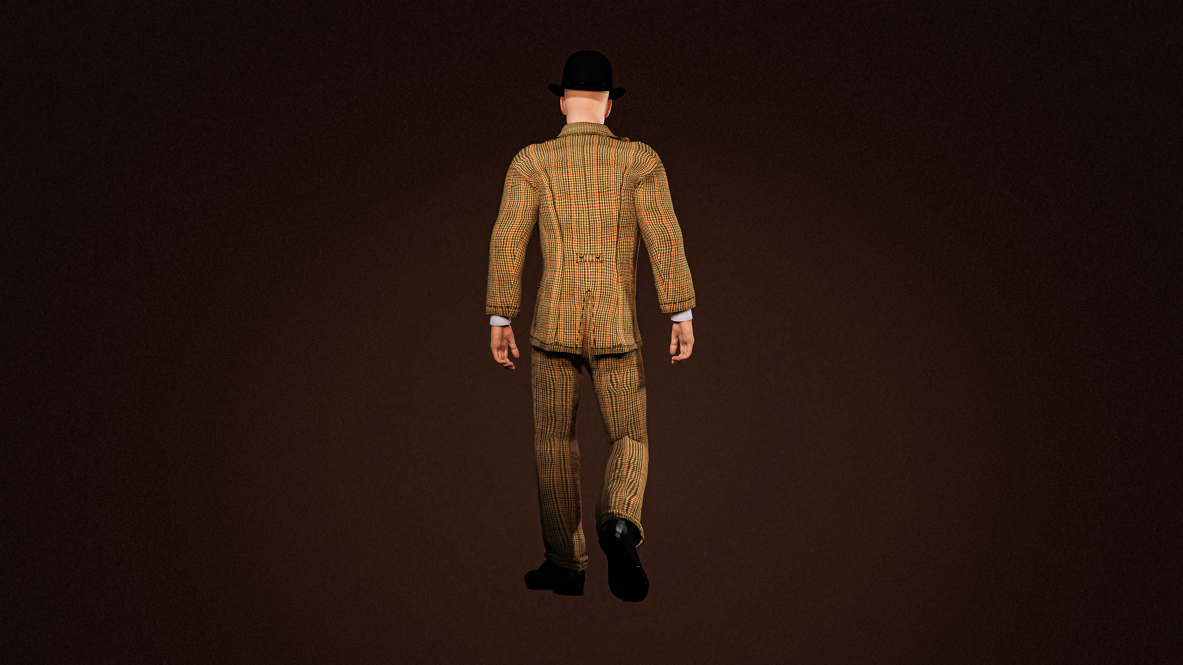 High Quality Man Old Fashion Suit Low-poly 3D model_4