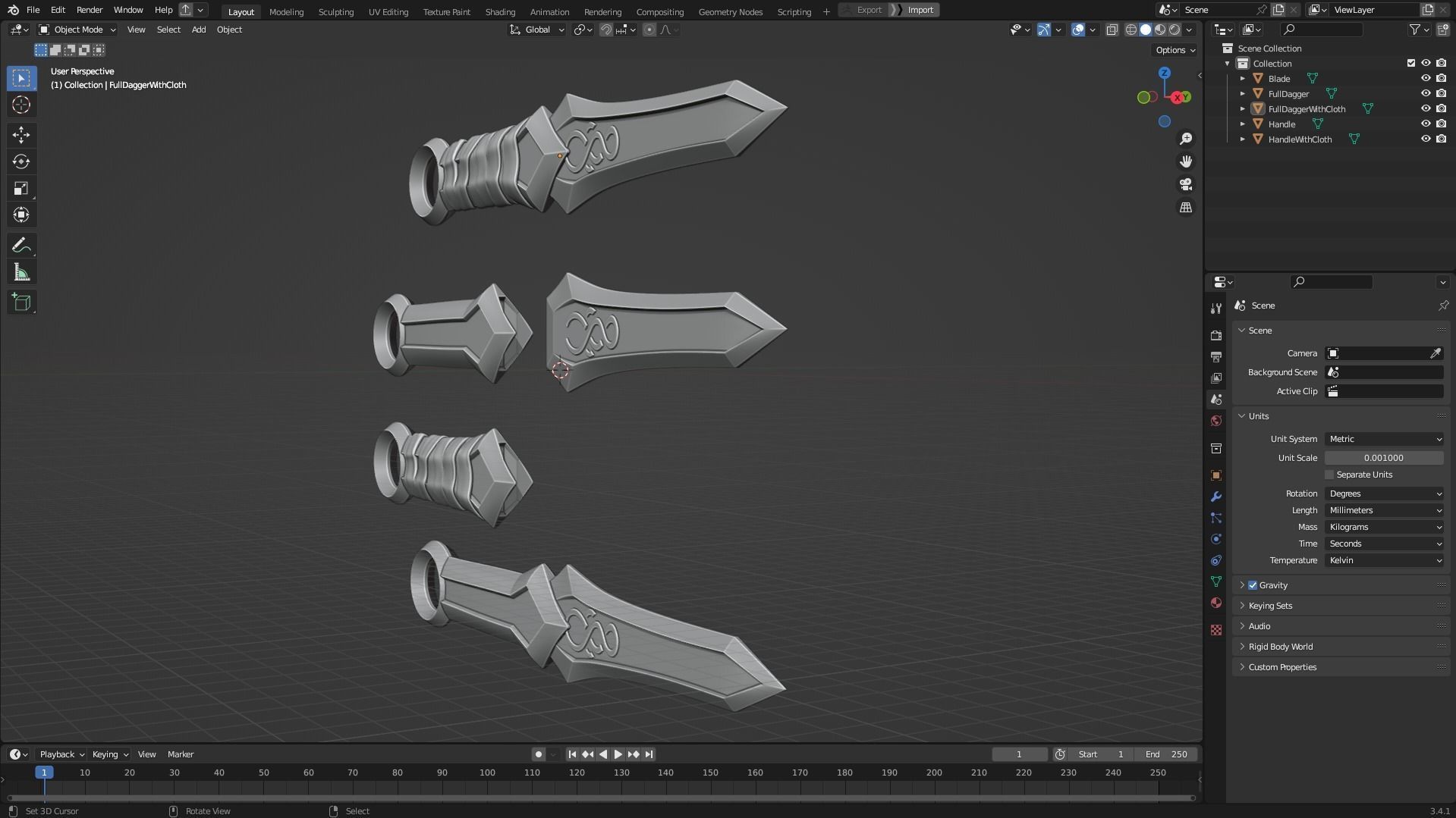 Genshin Impact Rosaria Dagger for Cosplay 3D print model_11