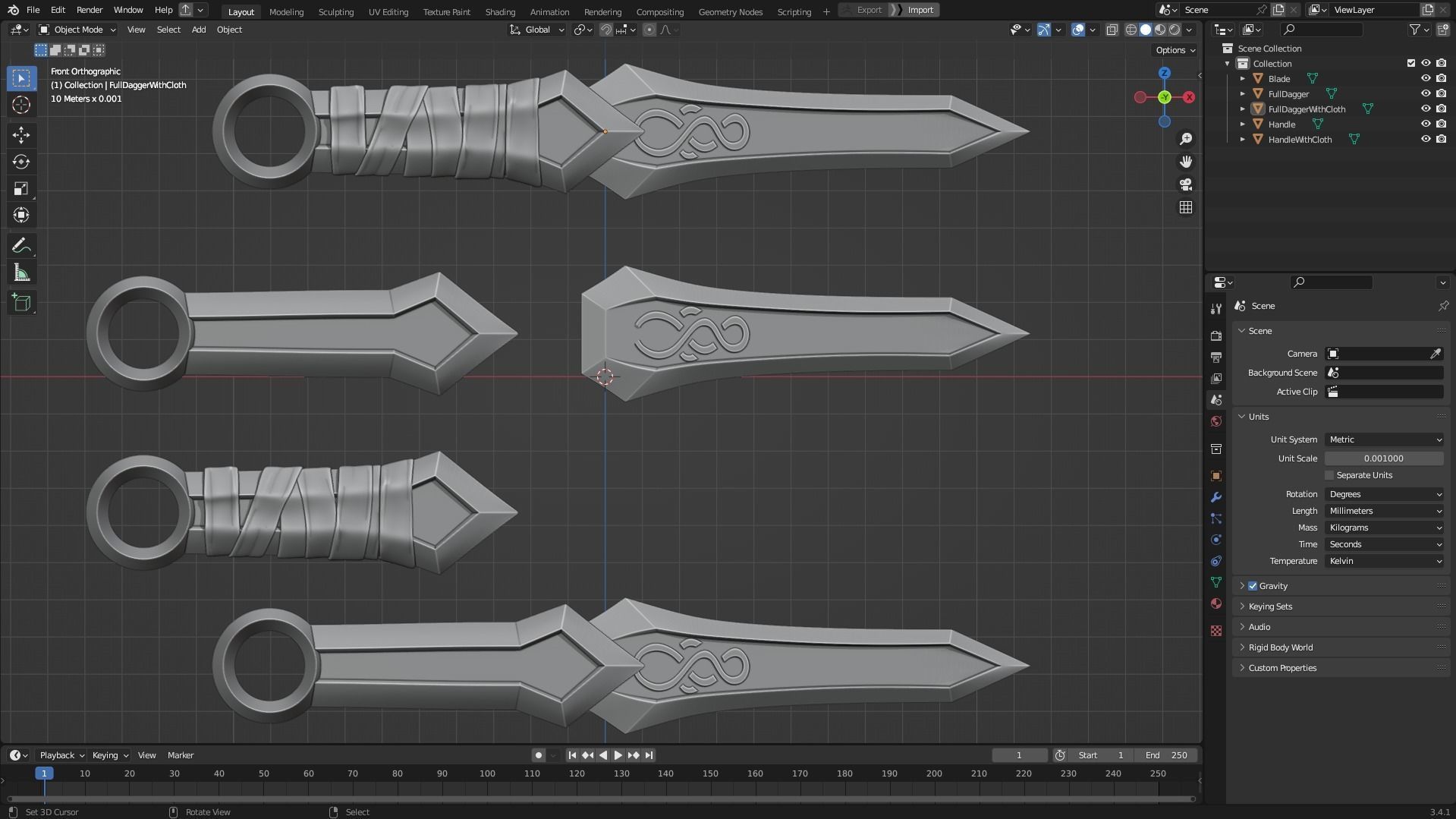 Genshin Impact Rosaria Dagger for Cosplay 3D print model_10