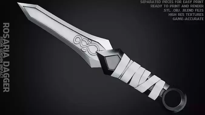 Genshin Impact Rosaria Dagger for Cosplay 3D print model