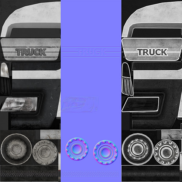 Flat-nose Truck Low-poly 3D model_7