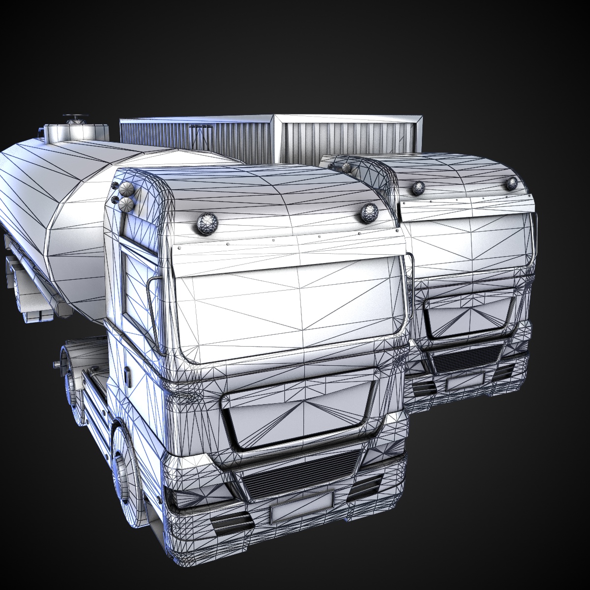 Flat-nose Truck Low-poly 3D model_11