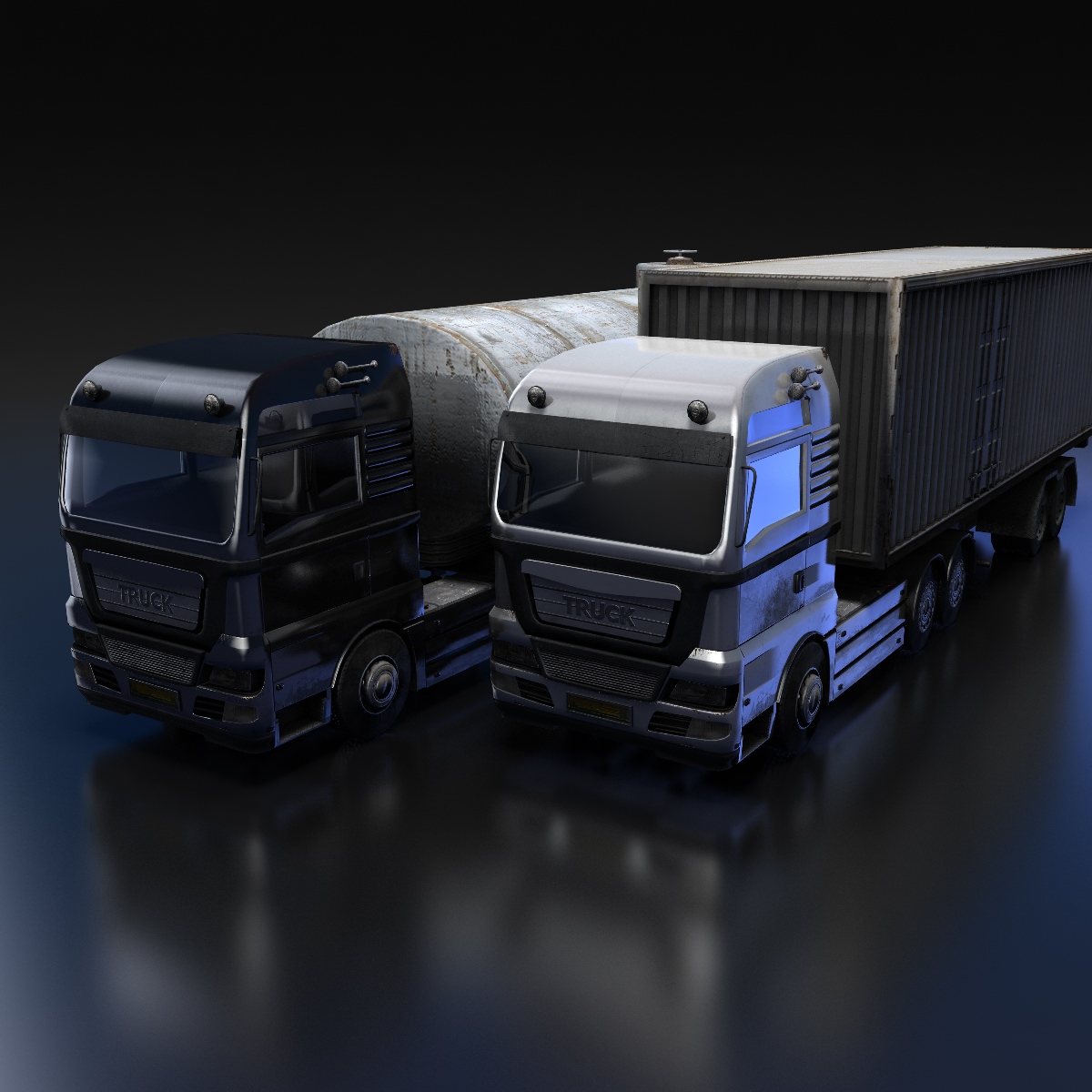 Flat-nose Truck Low-poly 3D model_4
