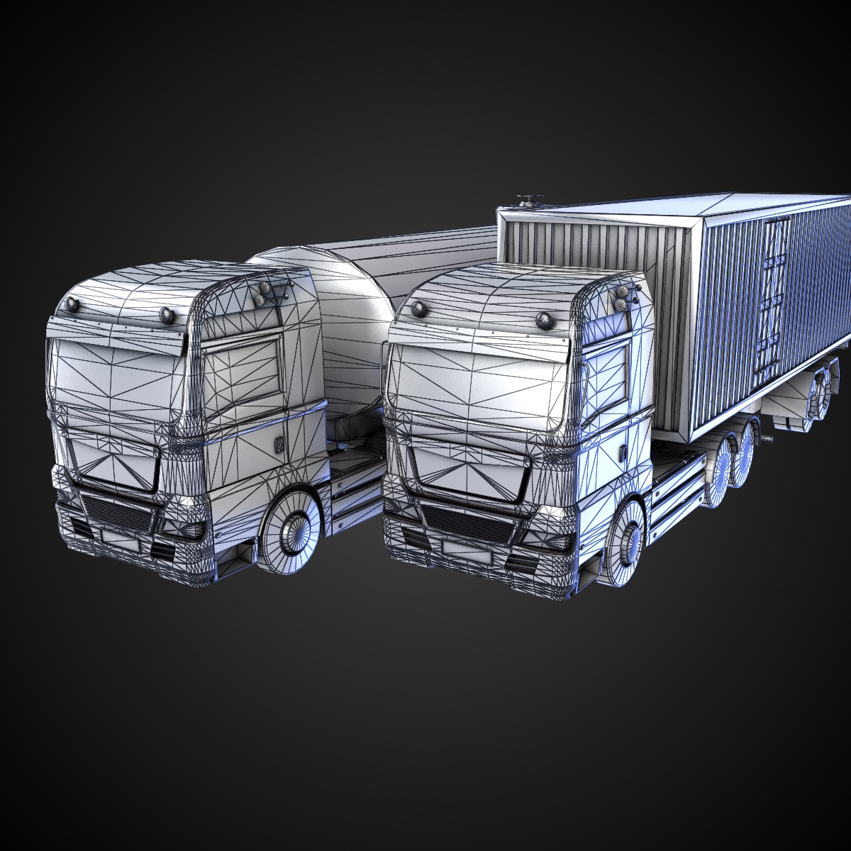 Flat-nose Truck Low-poly 3D model_9