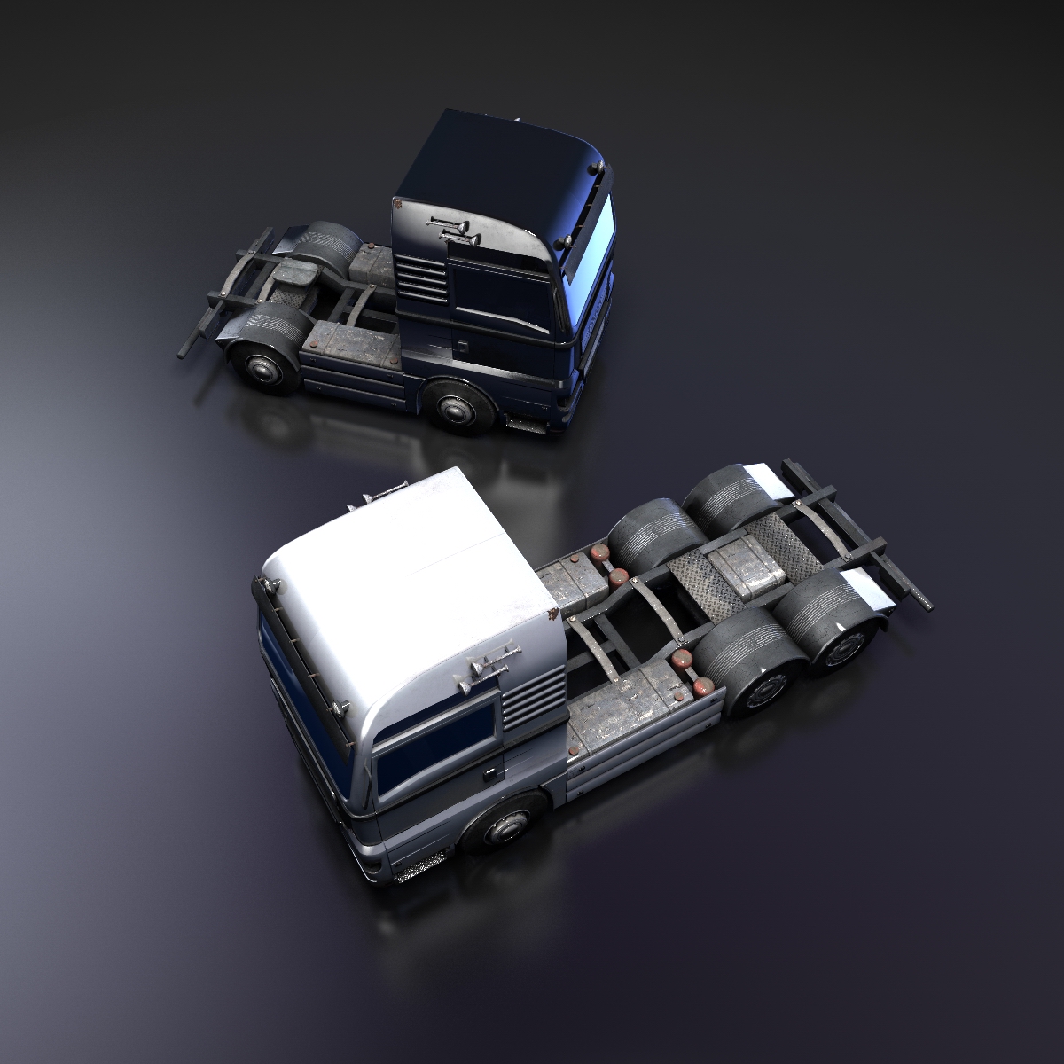Flat-nose Truck Low-poly 3D model_3