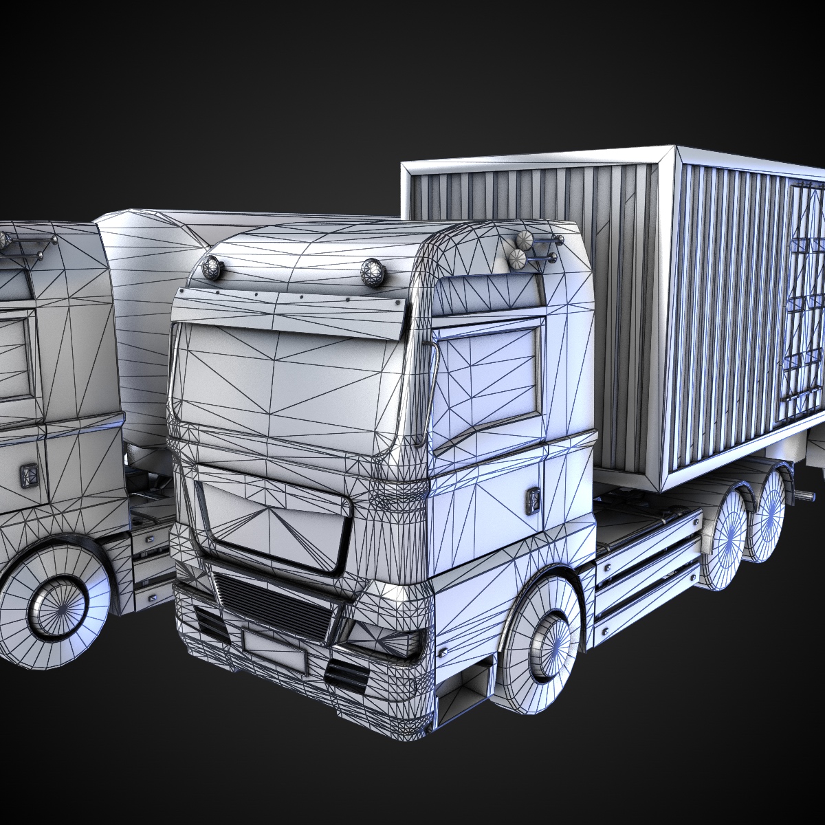Flat-nose Truck Low-poly 3D model_10