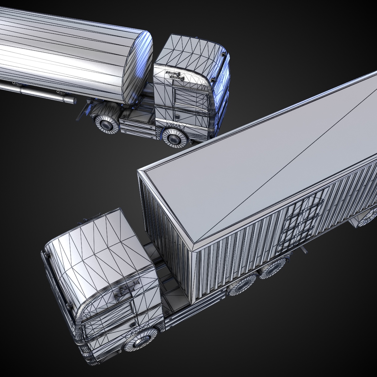 Flat-nose Truck Low-poly 3D model_13
