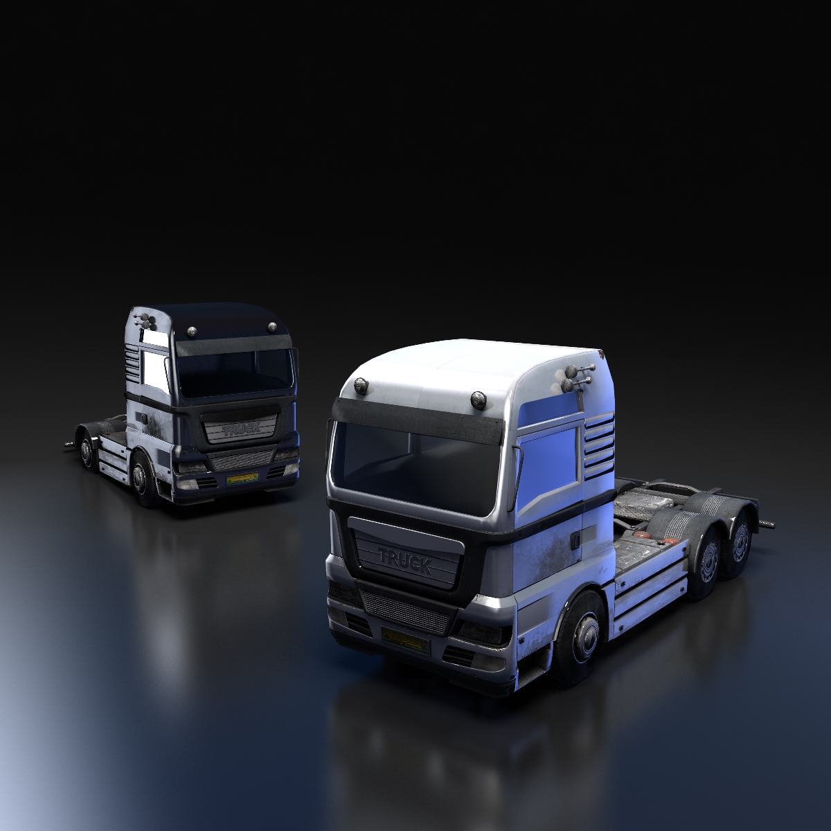 Flat-nose Truck Low-poly 3D model_2