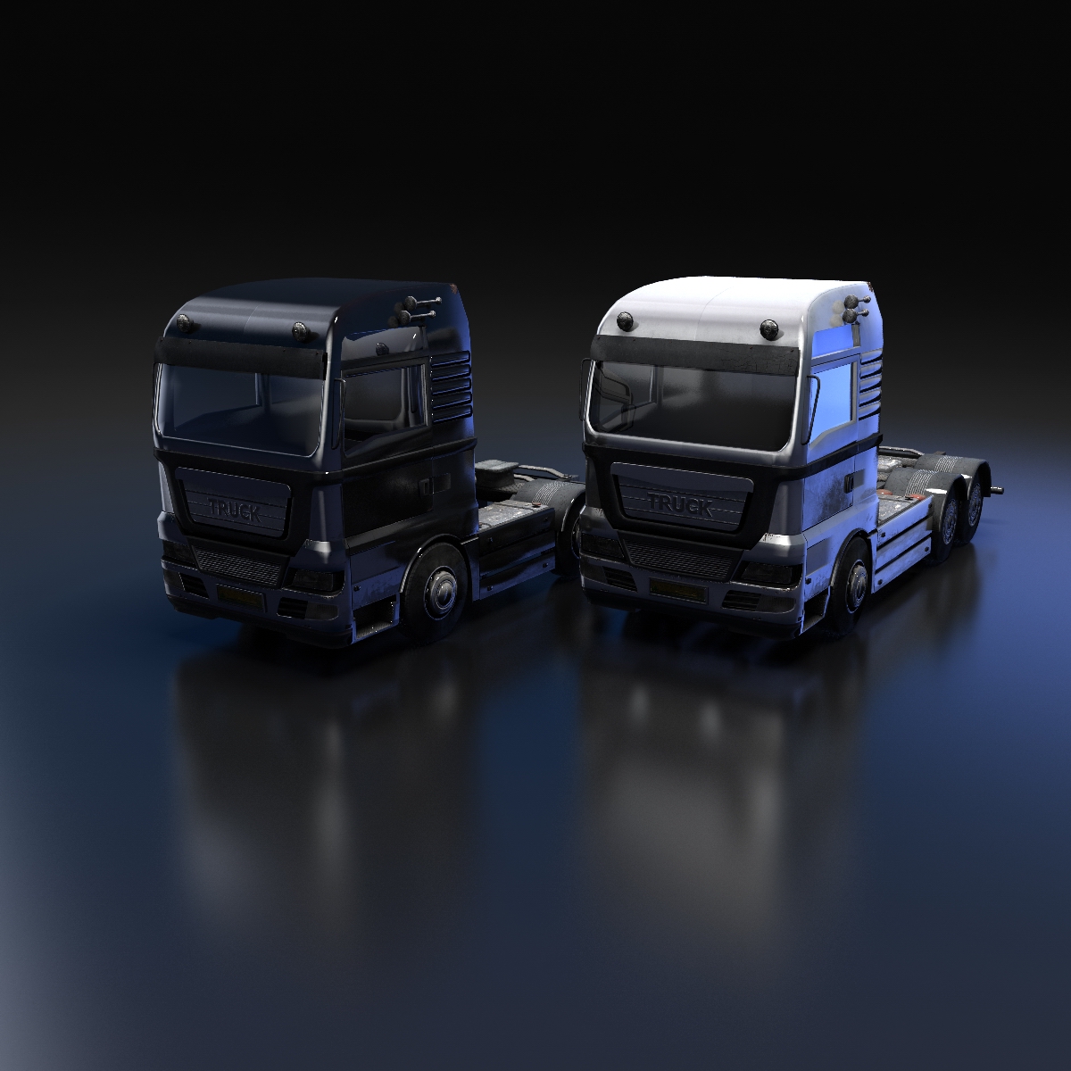 Flat-nose Truck Low-poly 3D model_1
