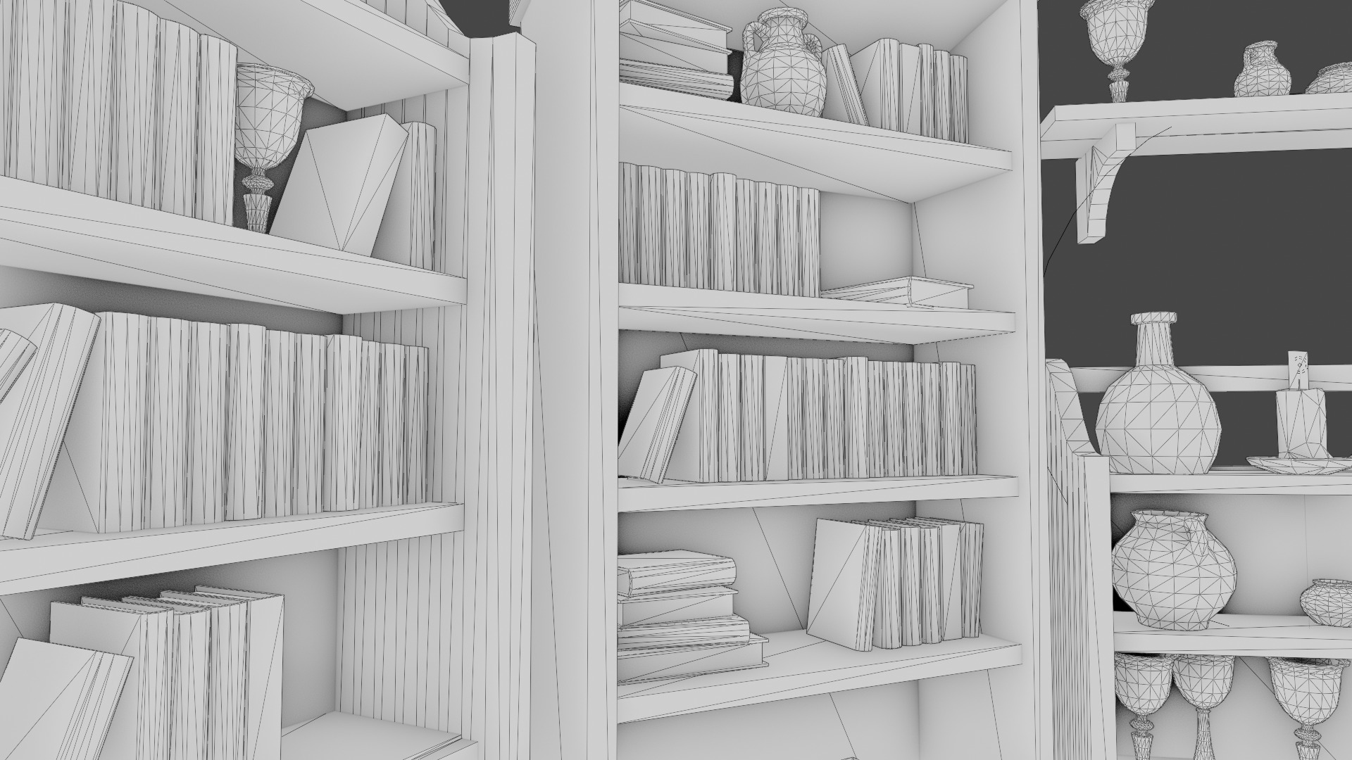Medieval Props Bookcases - Pack Low-poly 3D model_4