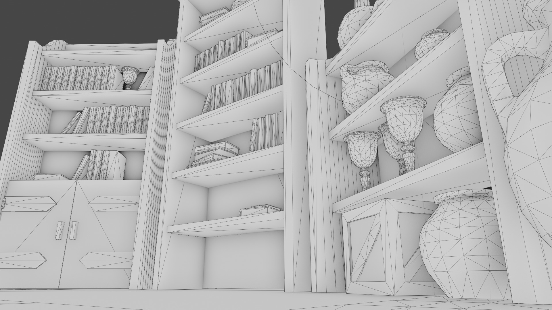 Medieval Props Bookcases - Pack Low-poly 3D model_10