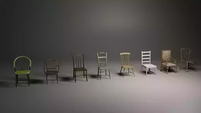 Game-ready chairs pack - mid-poly