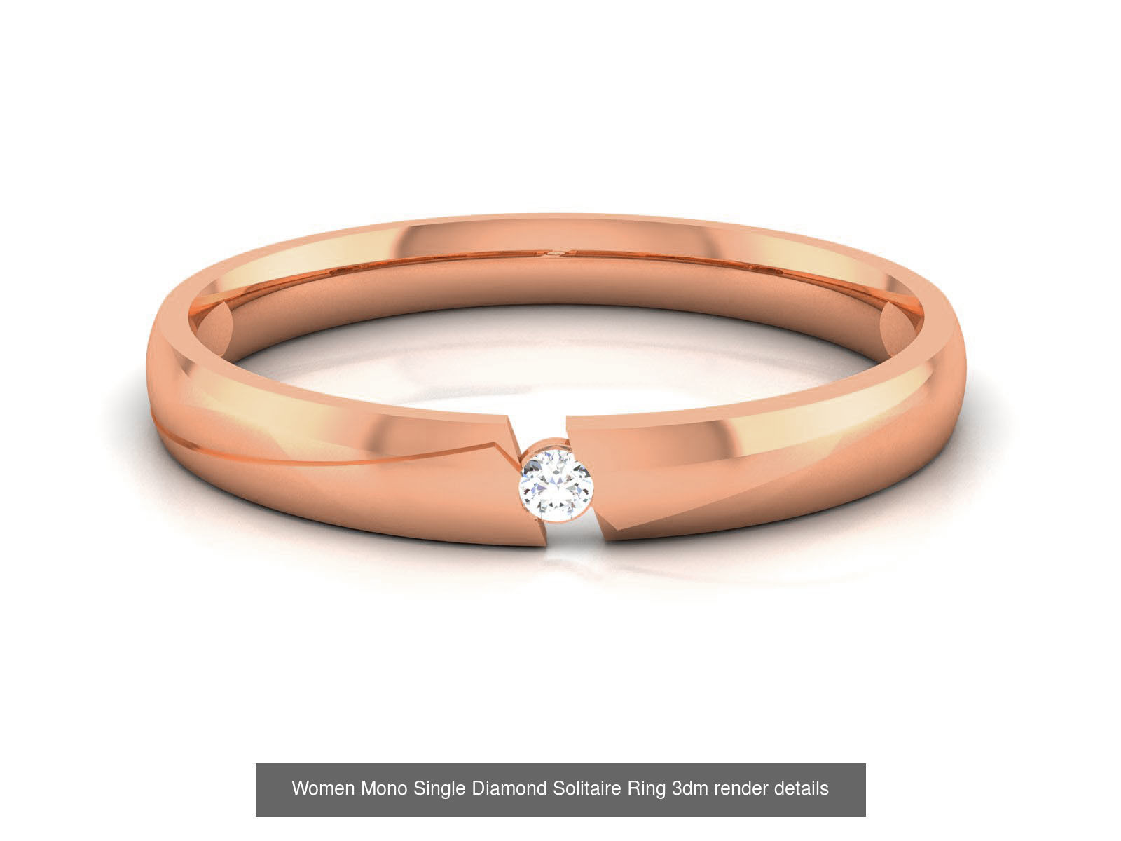 37 Women Mono Single Diamond Solitaire Ring models 3D Model Collection_7