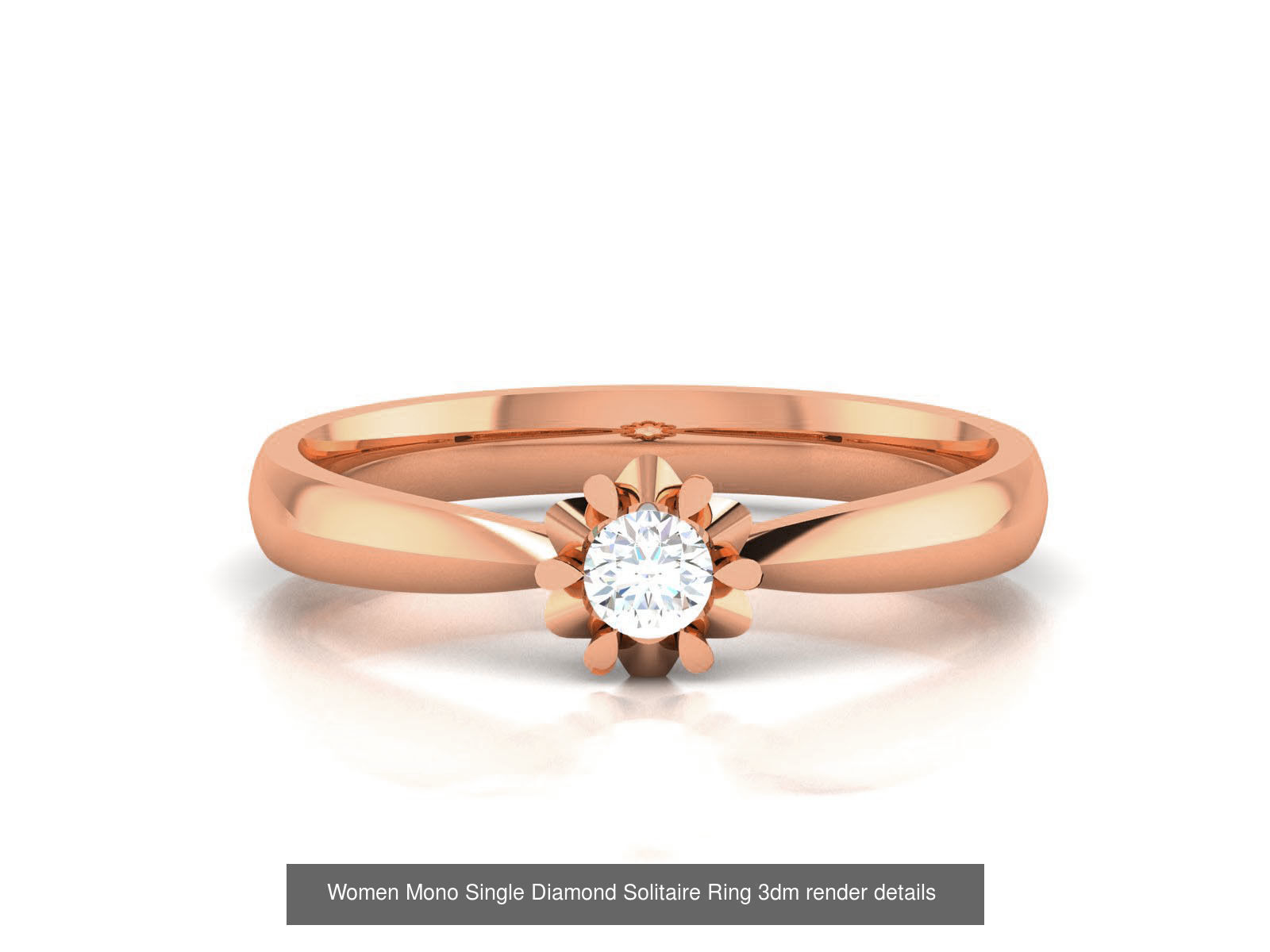 37 Women Mono Single Diamond Solitaire Ring models 3D Model Collection_35