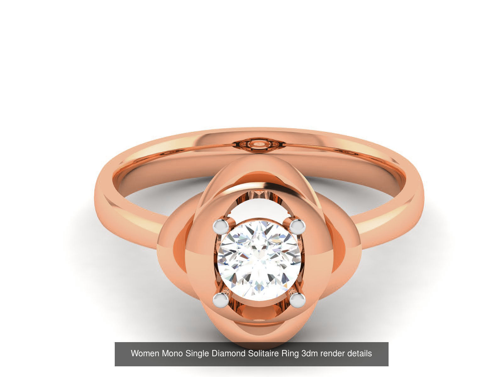 37 Women Mono Single Diamond Solitaire Ring models 3D Model Collection_28