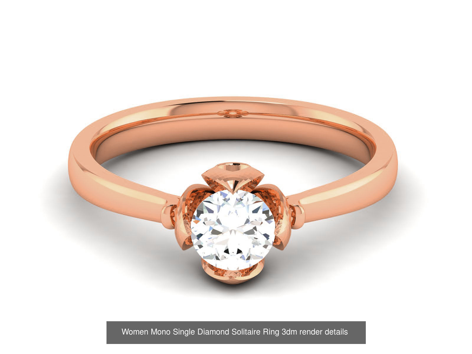 37 Women Mono Single Diamond Solitaire Ring models 3D Model Collection_12