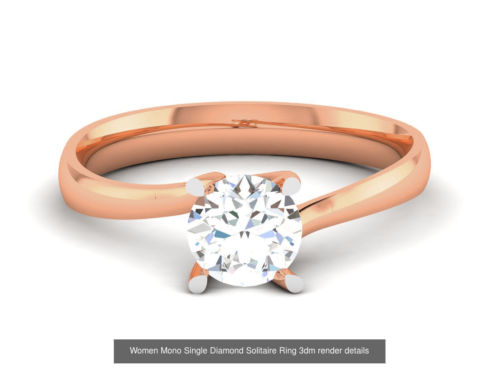 37 Women Mono Single Diamond Solitaire Ring models 3D Model Collection_11