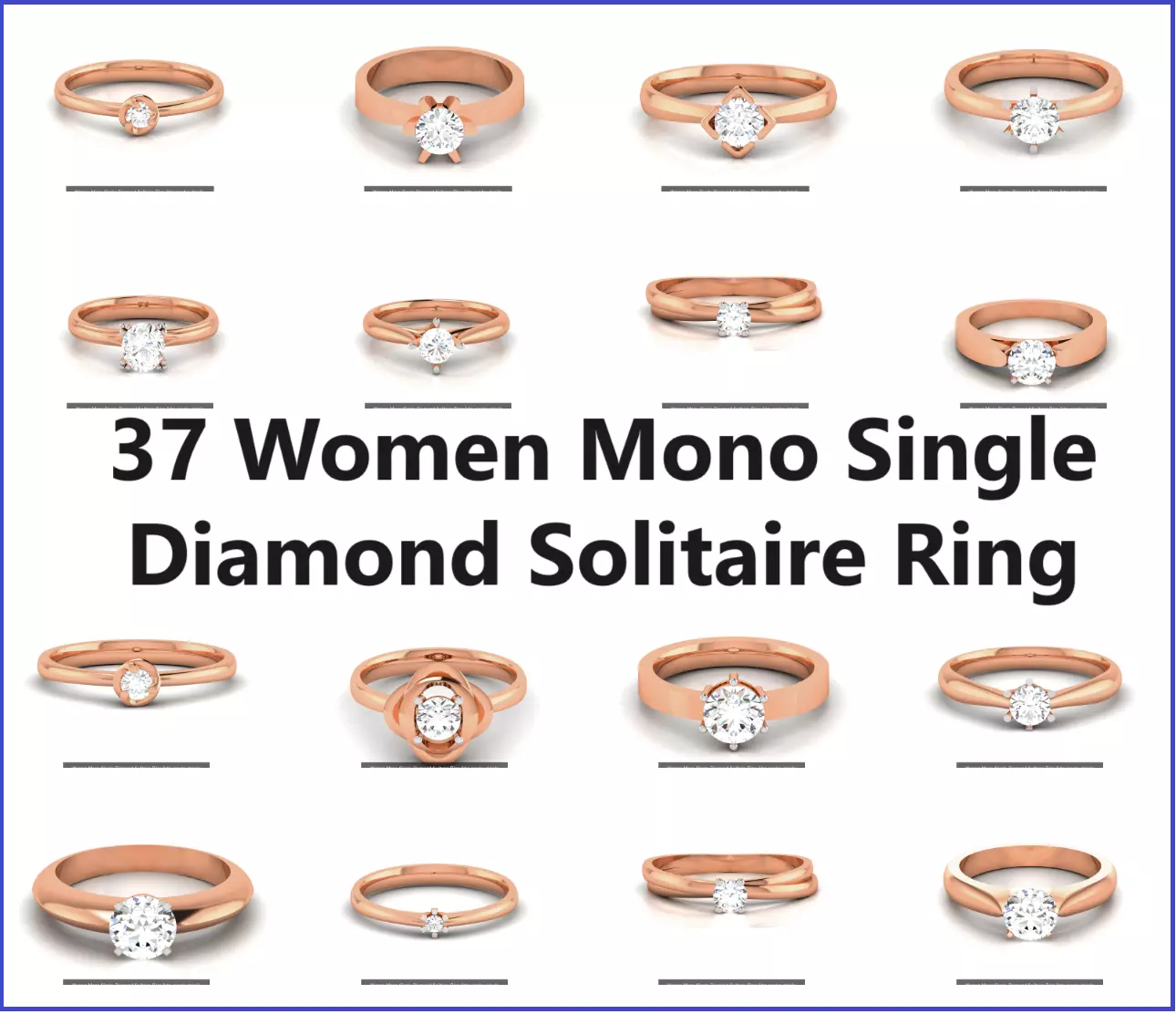 37 Women Mono Single Diamond Solitaire Ring models 3D Model Collection_0
