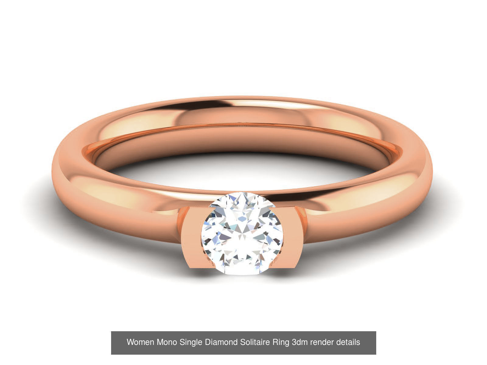 37 Women Mono Single Diamond Solitaire Ring models 3D Model Collection_36