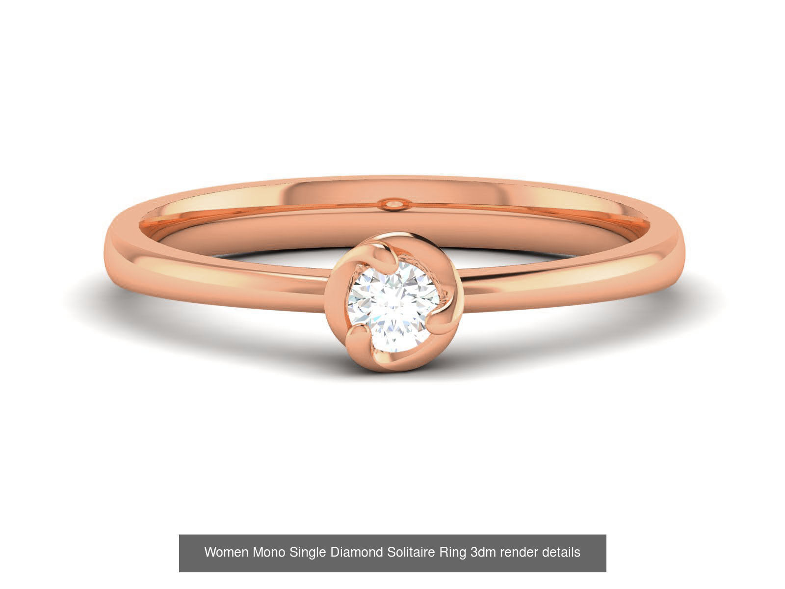 37 Women Mono Single Diamond Solitaire Ring models 3D Model Collection_27