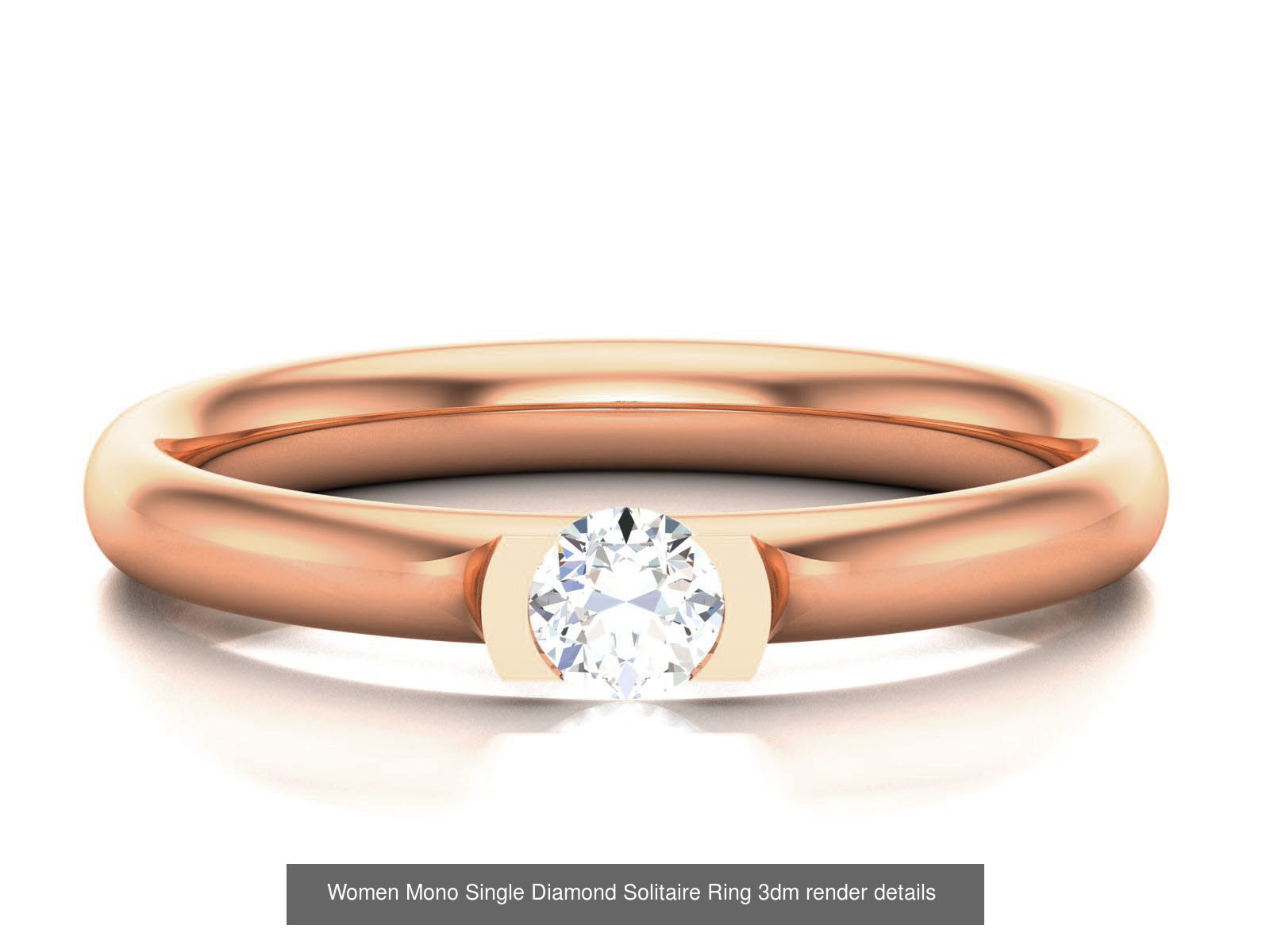 37 Women Mono Single Diamond Solitaire Ring models 3D Model Collection_17