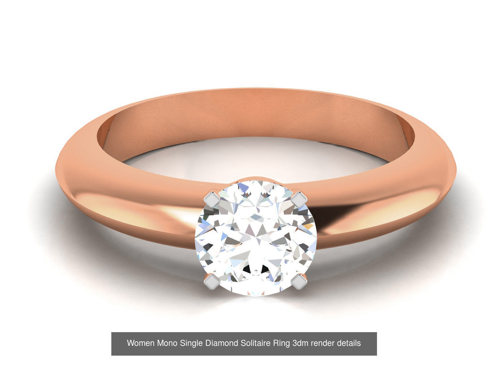37 Women Mono Single Diamond Solitaire Ring models 3D Model Collection_31